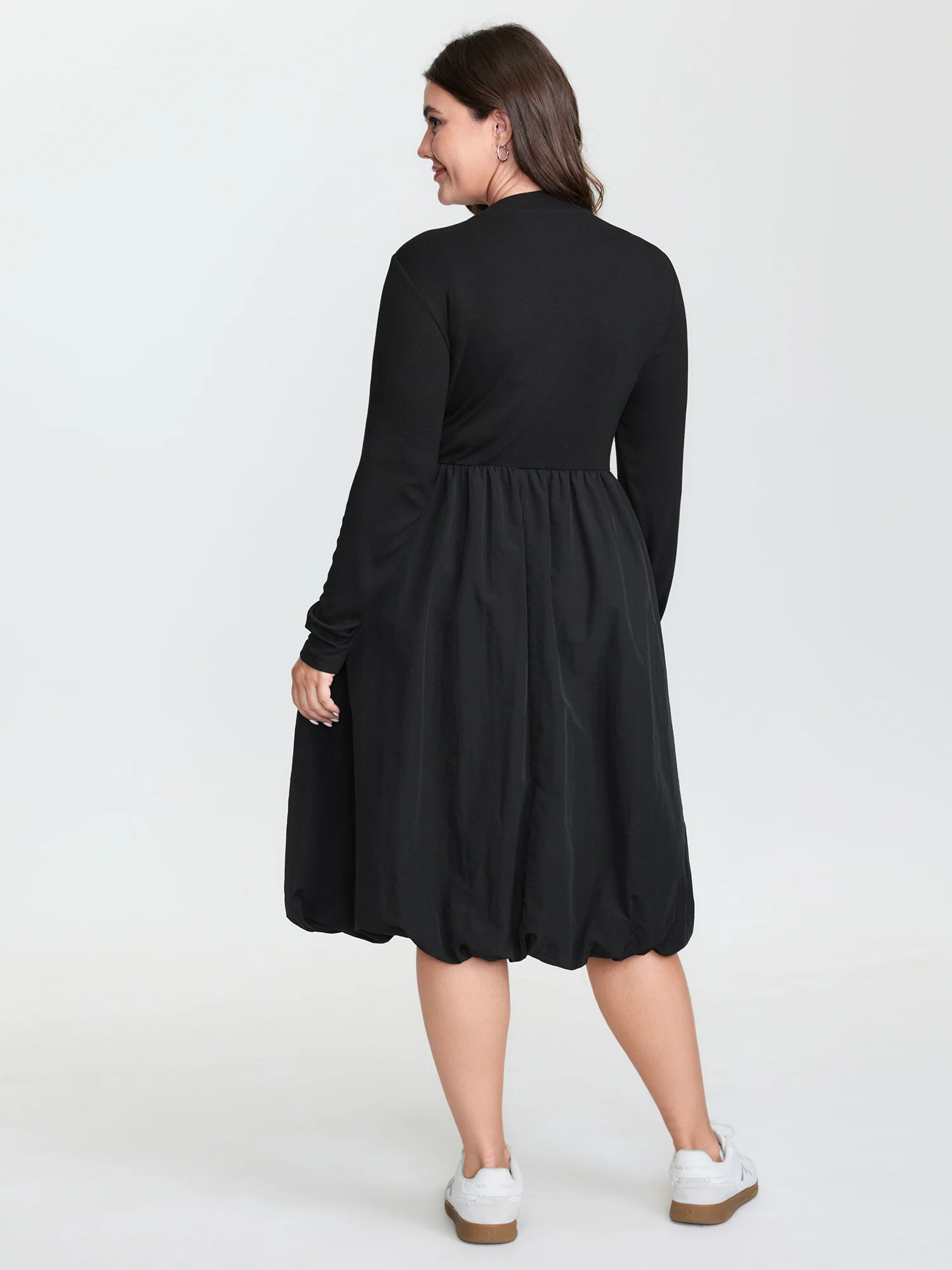 Bubble Hem Skirt Mock Neck Midi Dress - Image 5