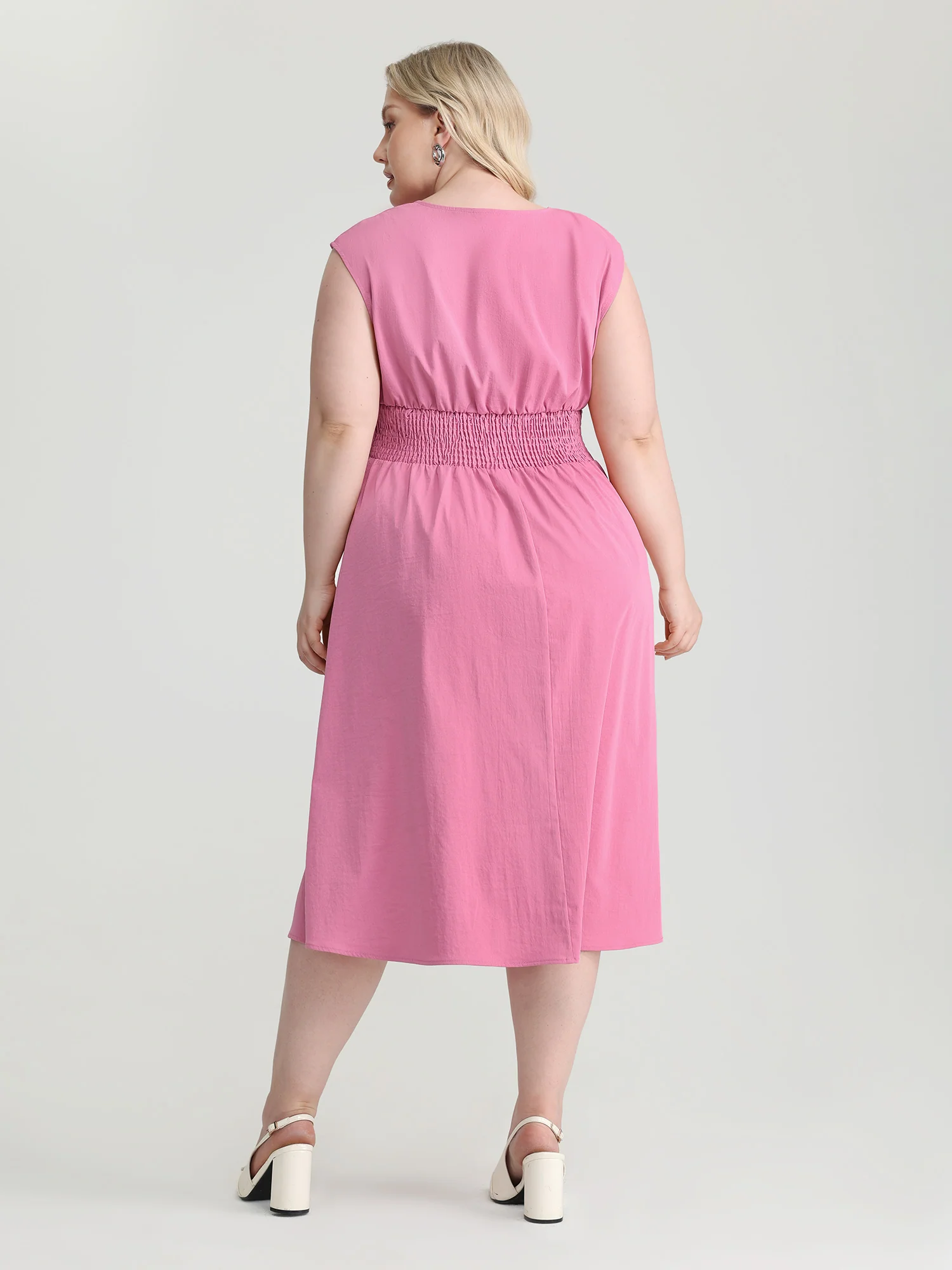 Buckle Detail Plain Midi Dress - Image 4