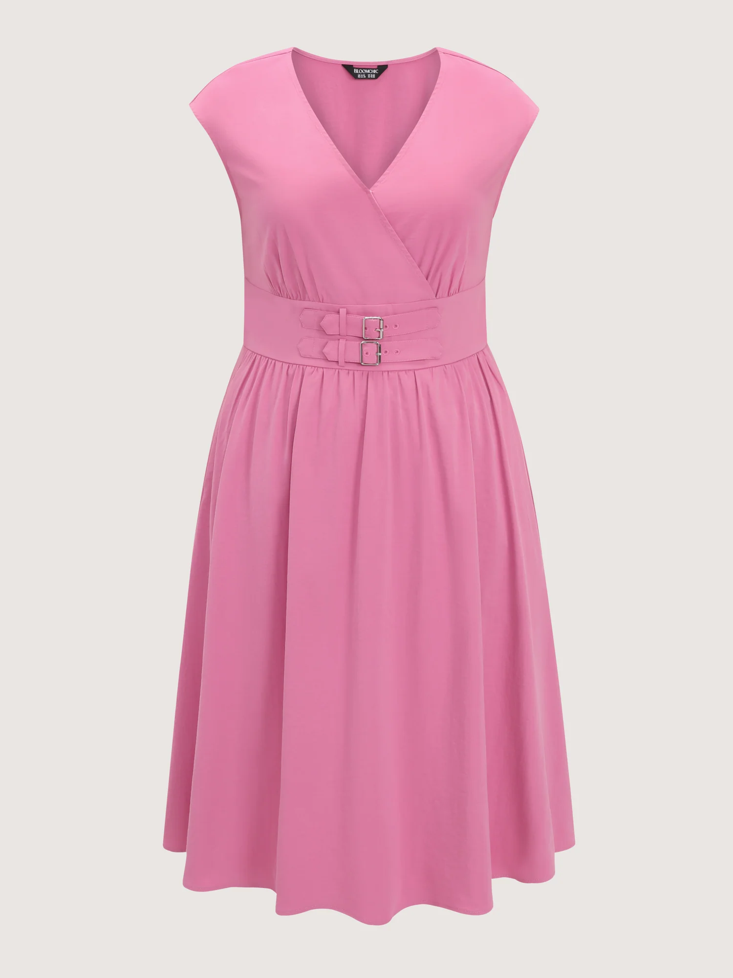 Buckle Detail Plain Midi Dress - Image 7