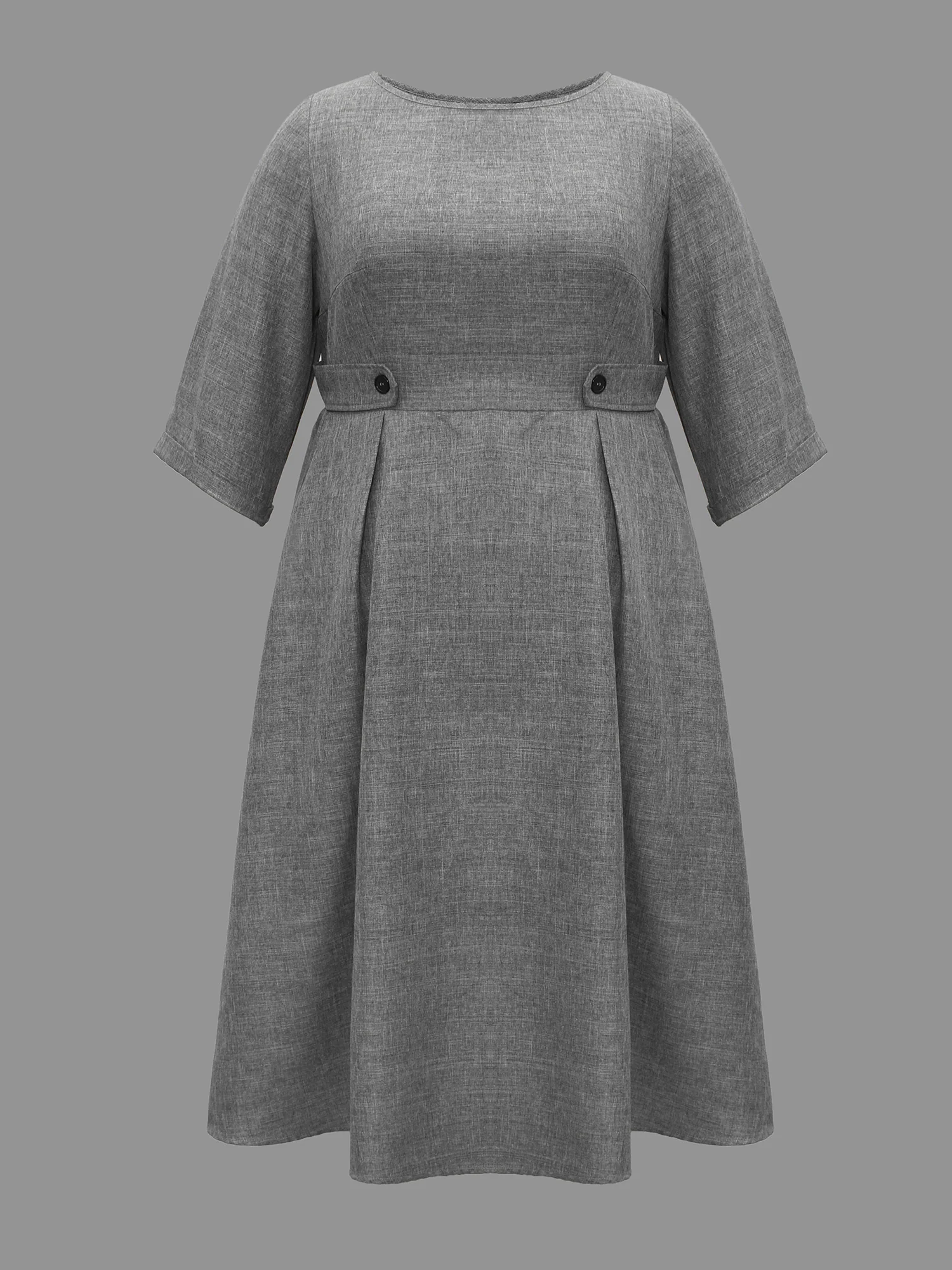 Buckled Waist Loops Pleated Midi Dress - Image 8