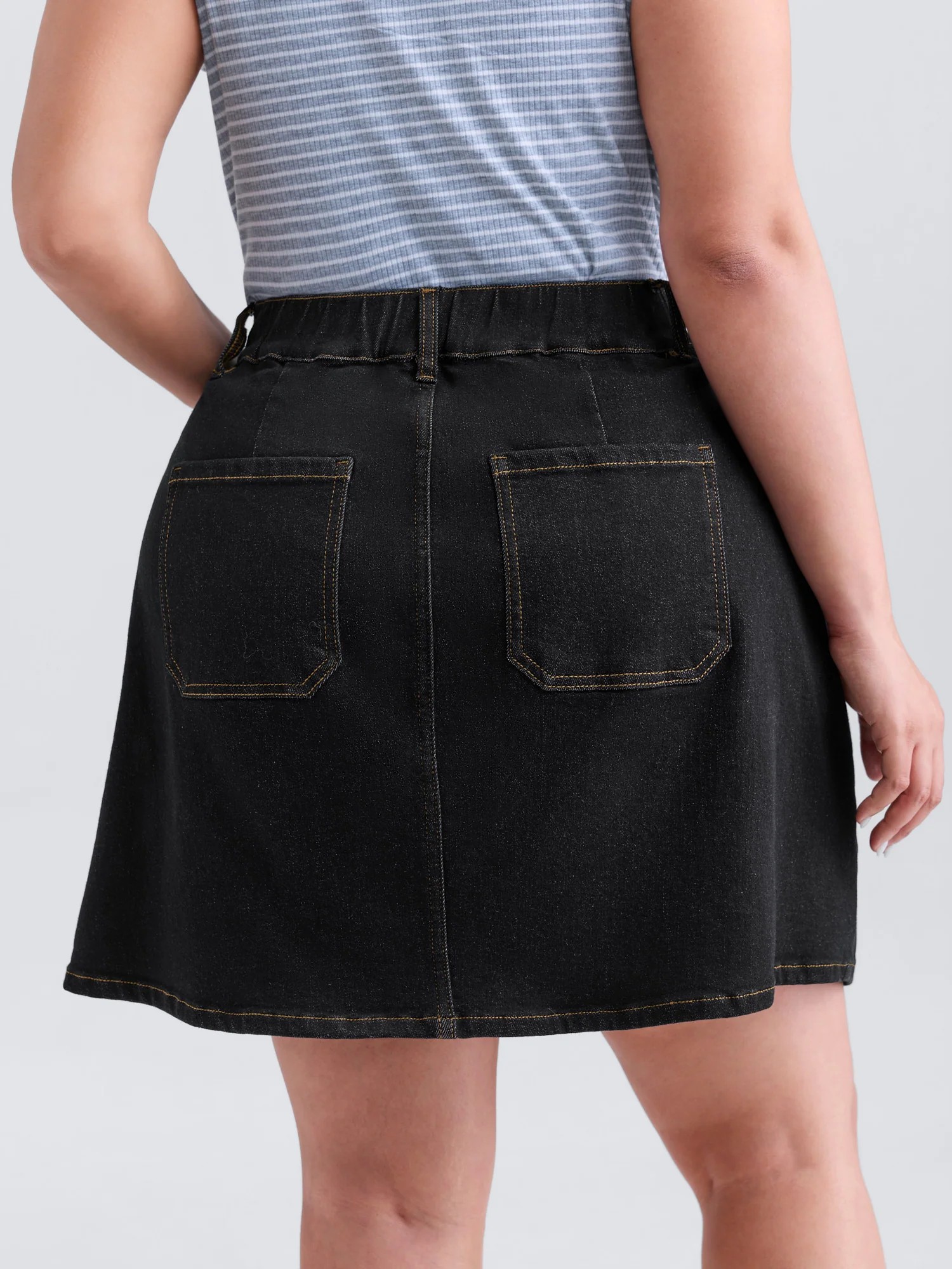 Built-In-Shorts Stretchy Denim Skort - Image 6