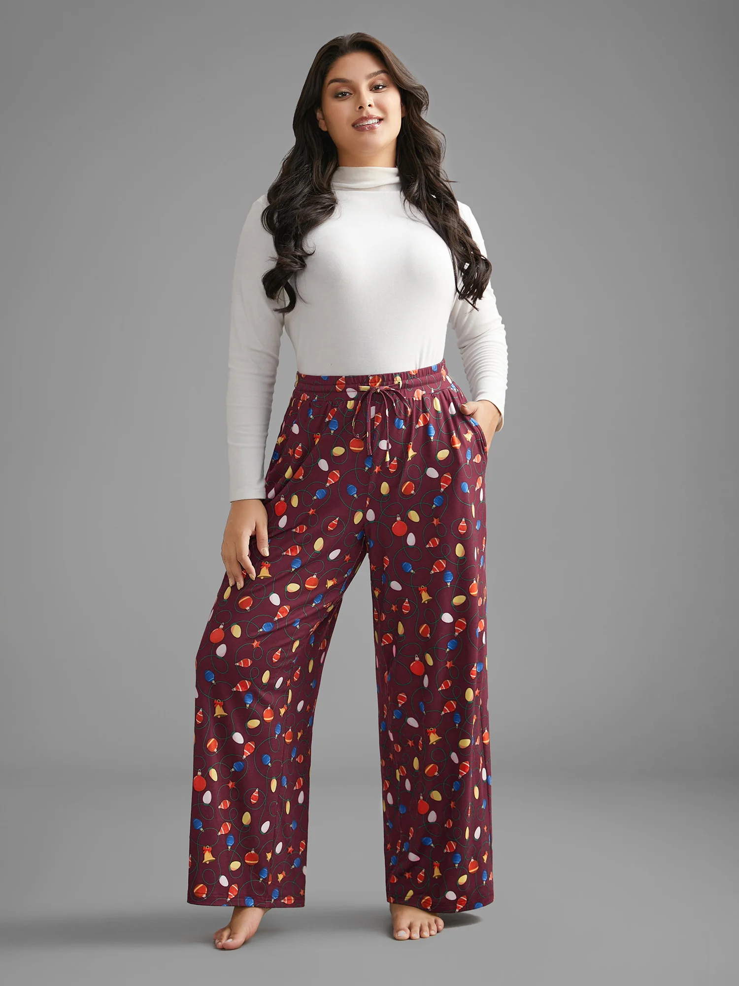 Bulb Print Drawstring Lounge Bottoms - Image 10