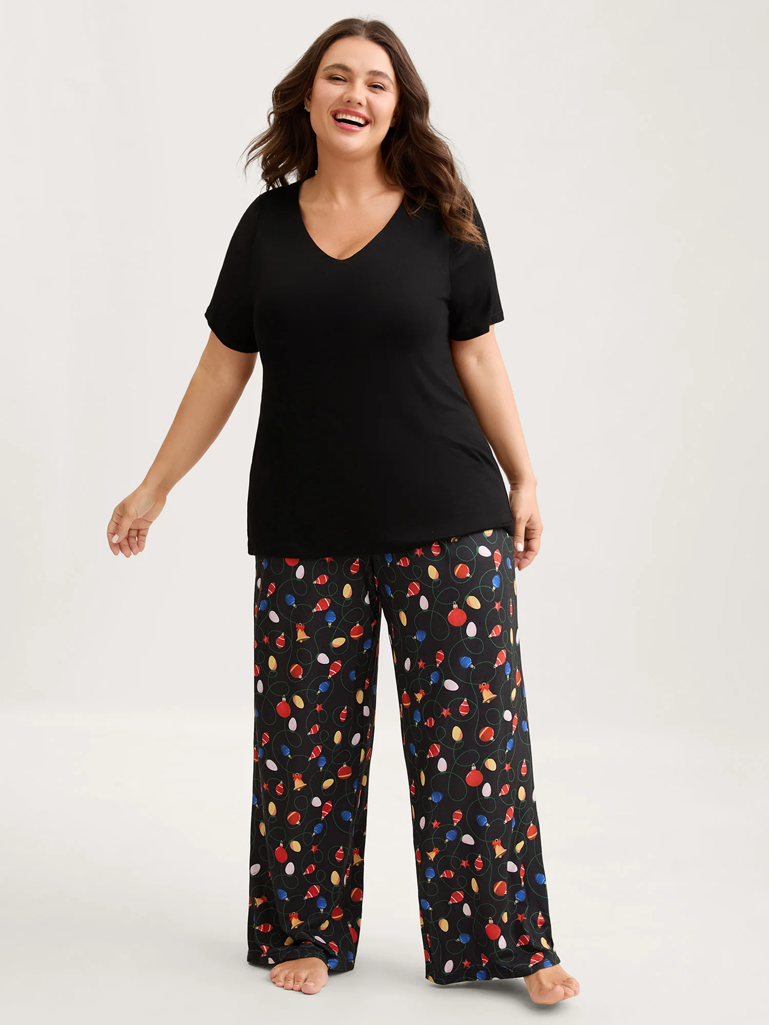 Bulb Print Drawstring Lounge Bottoms - Image 3