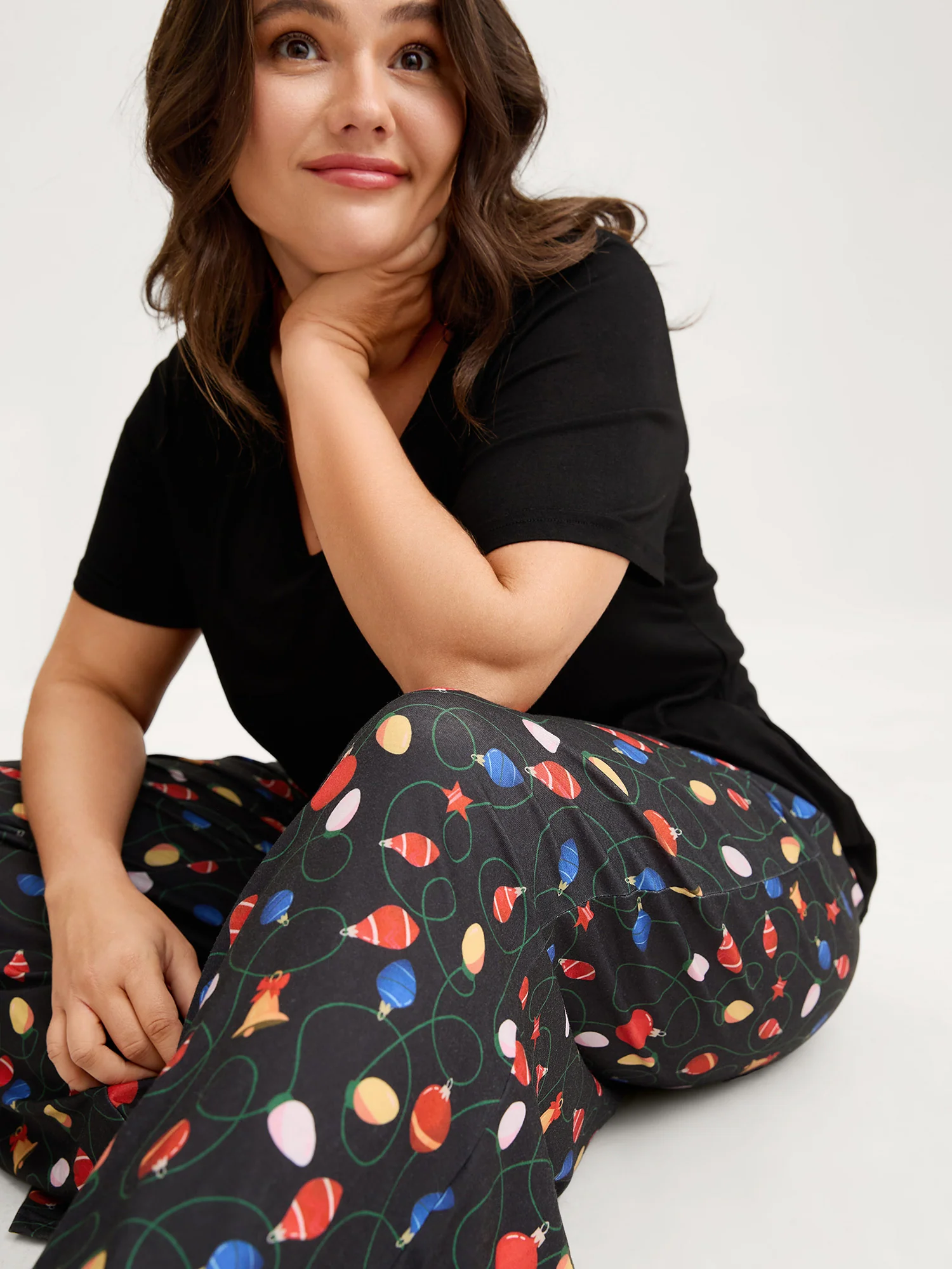 Bulb Print Drawstring Lounge Bottoms - Image 4