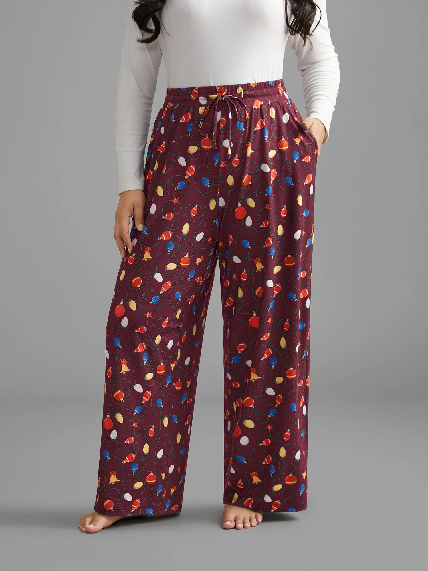 Bulb Print Drawstring Lounge Bottoms - Image 9