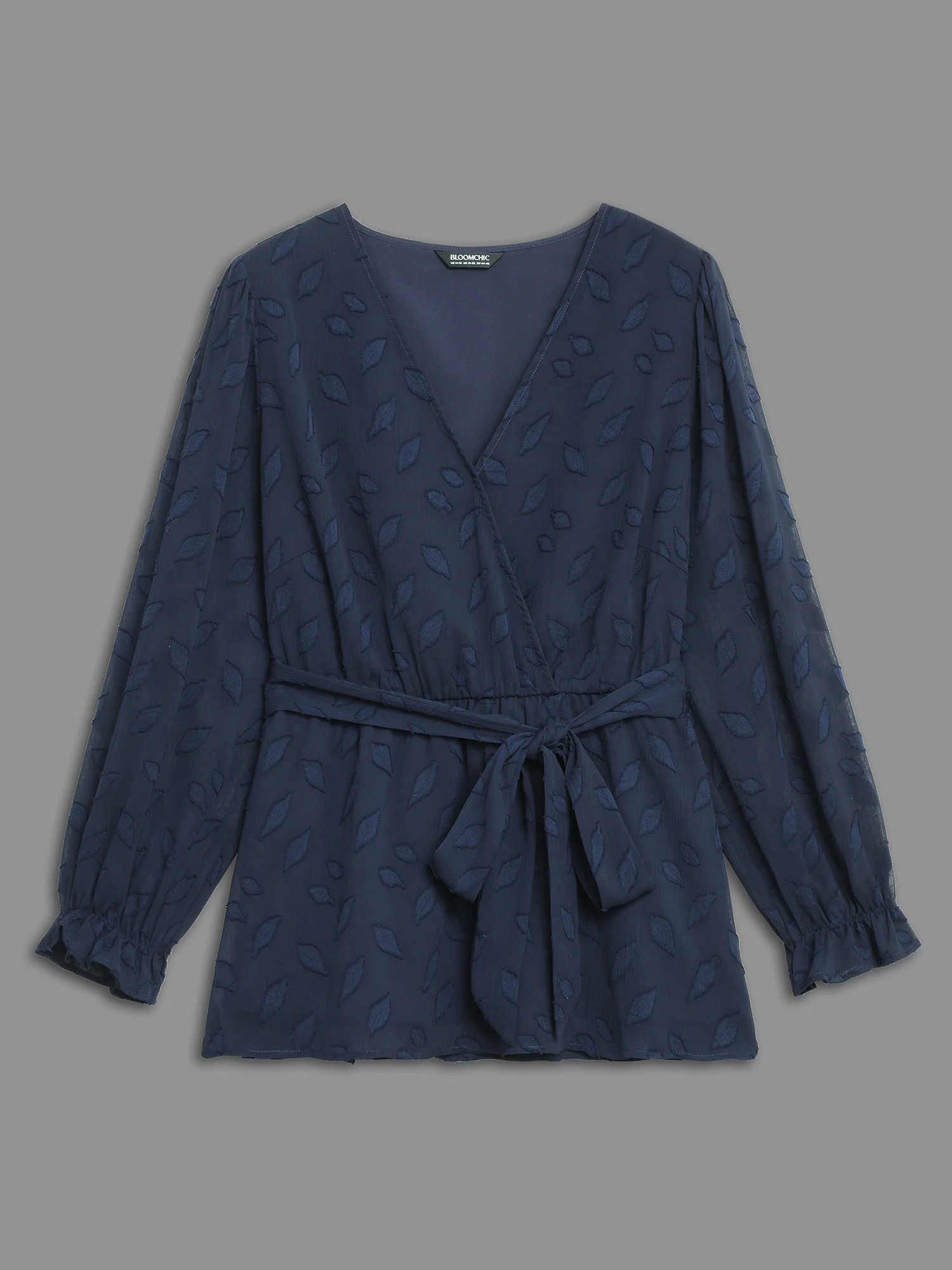 Burn-out Fabric Surplice Neckline Shirt - Image 8