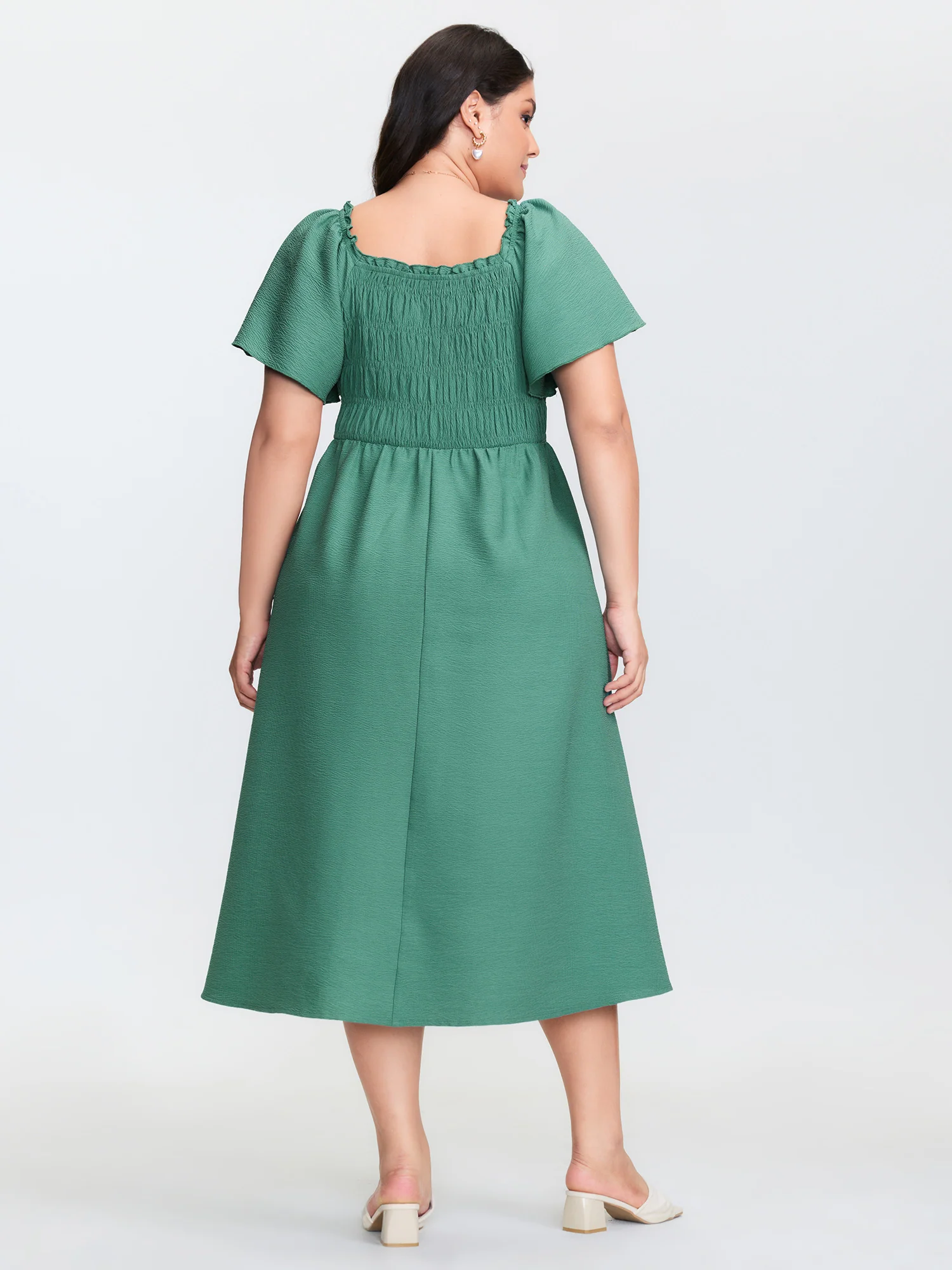 Bust-Friendly Flared Sleeve Midi Dress - Image 4