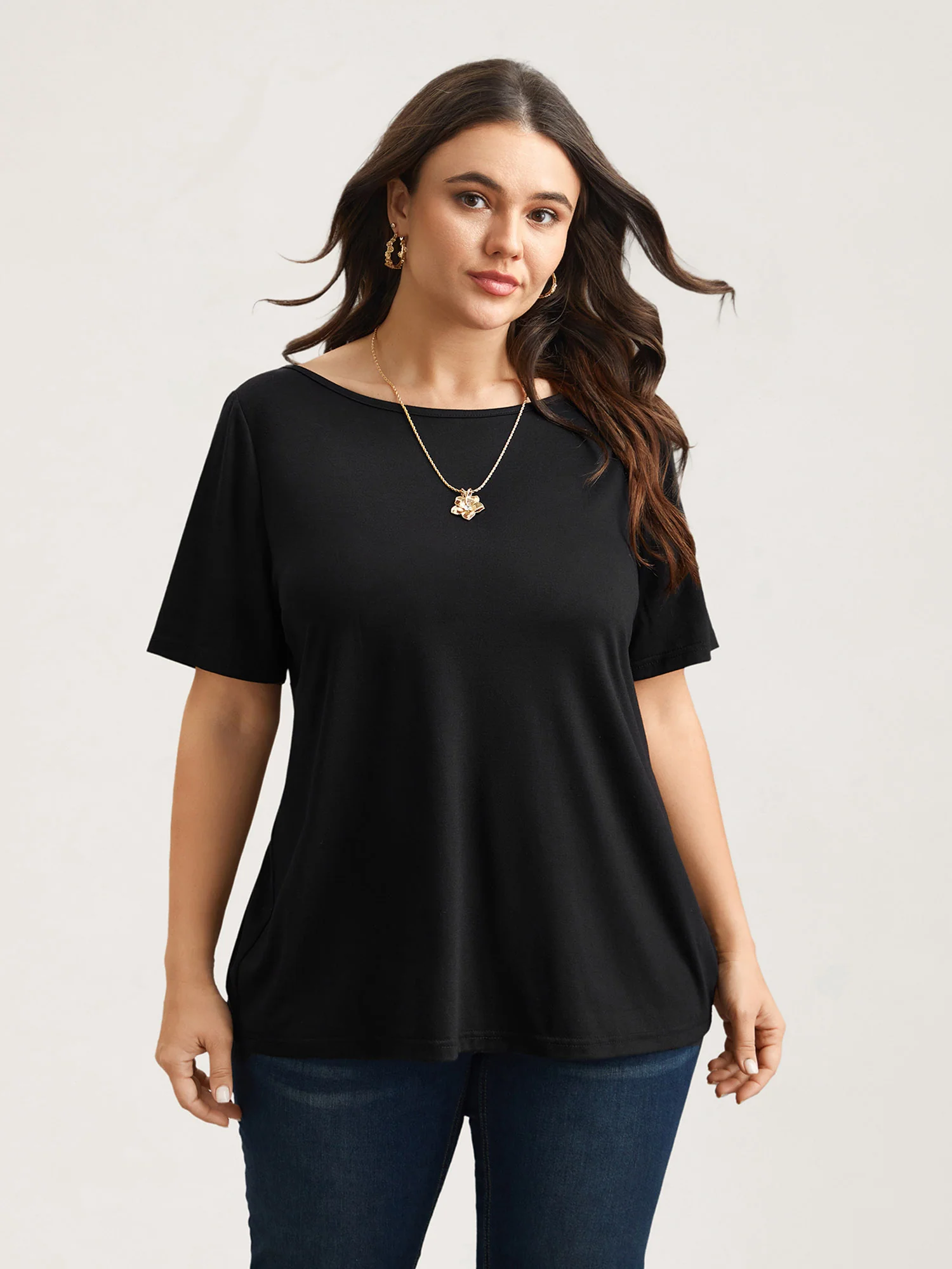 Butterfly Back Stretchy Round Neck T-Shirt - Image 2