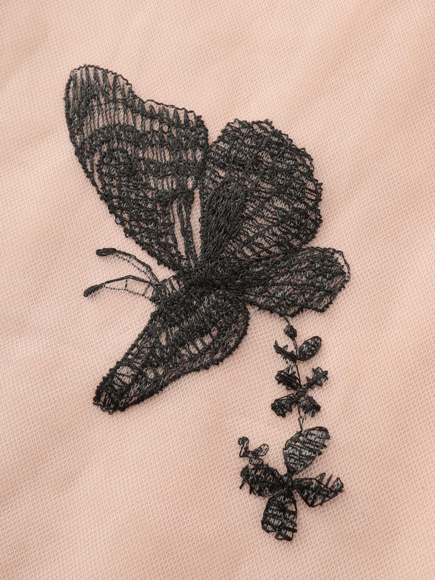 Butterfly Embroidery Color Block Flowy Midi Dress - Image 6