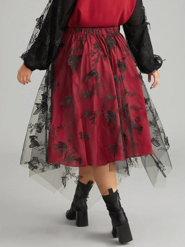 Butterfly Eyelet Lace Mesh Skirt - Image 2