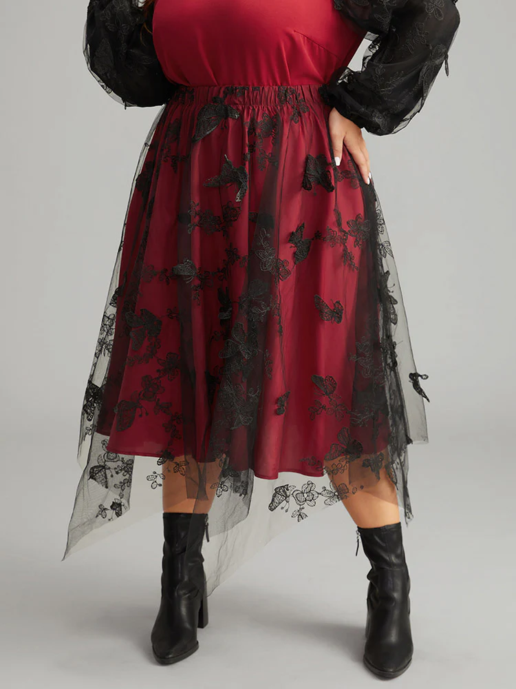 Butterfly Eyelet Lace Mesh Skirt - Image 4