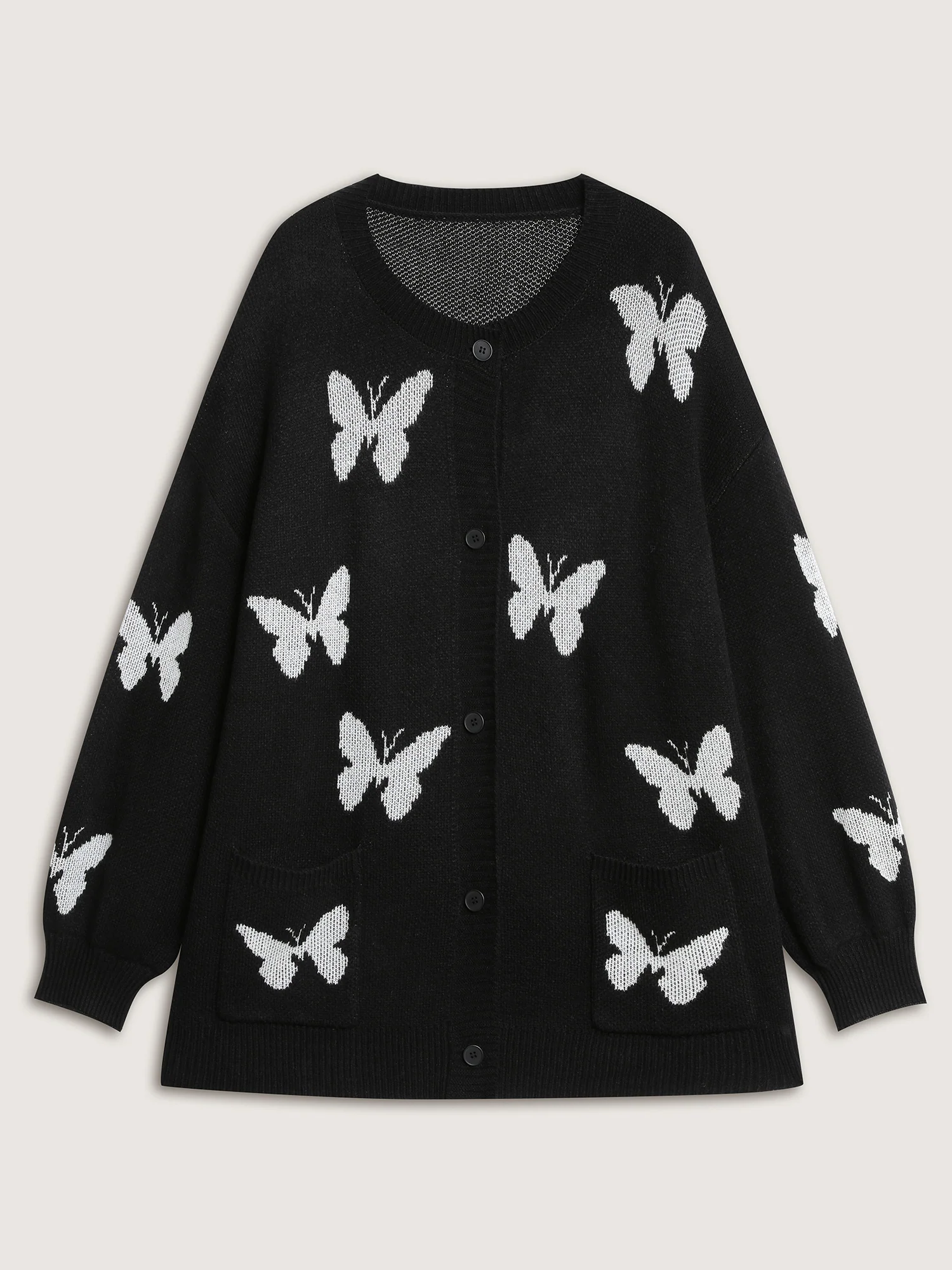 Butterfly Jacquard Pattern Knit Cardigan - Image 8