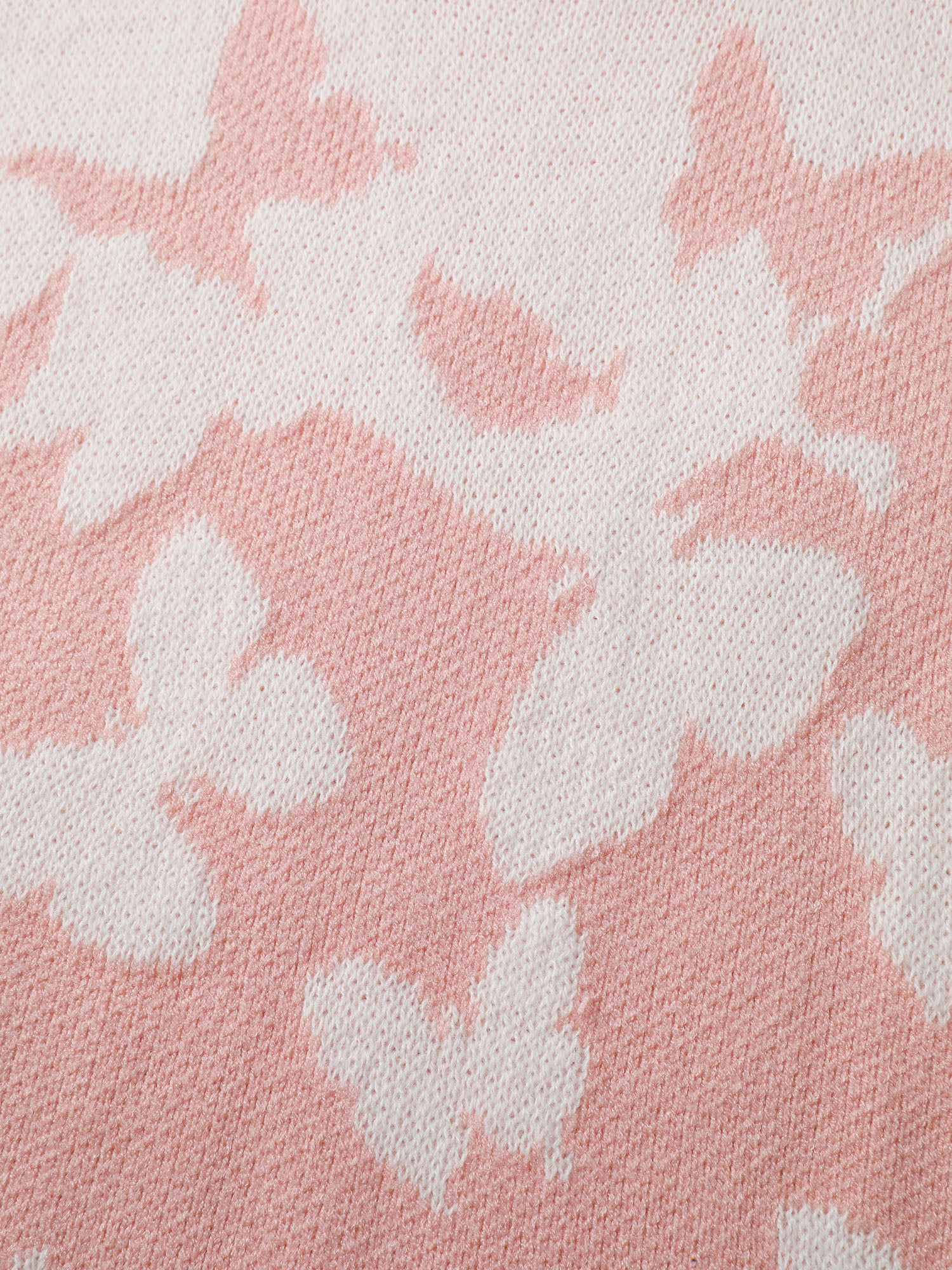 Butterfly Jacquard Pattern Ribbed Hem Pullover - Image 5