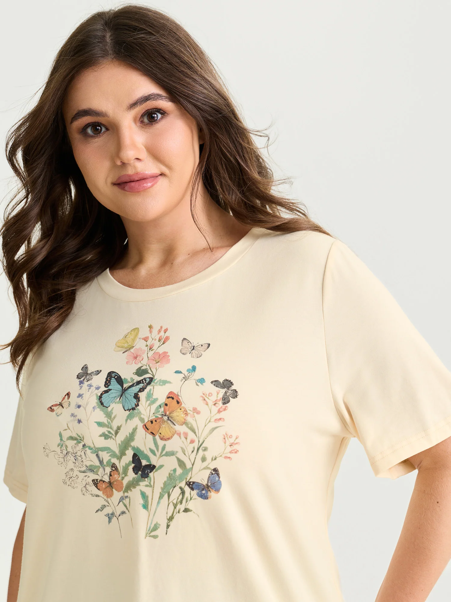 Butterfly Print Flared Sleeve T-Shirt - Image 2