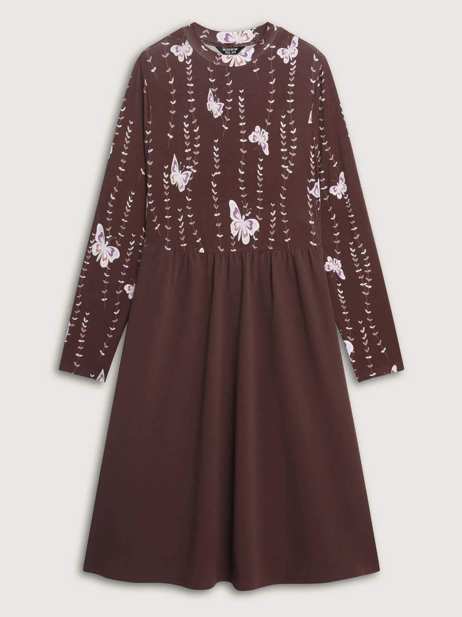 Butterfly Print Mockneck Midi Dress - Image 7