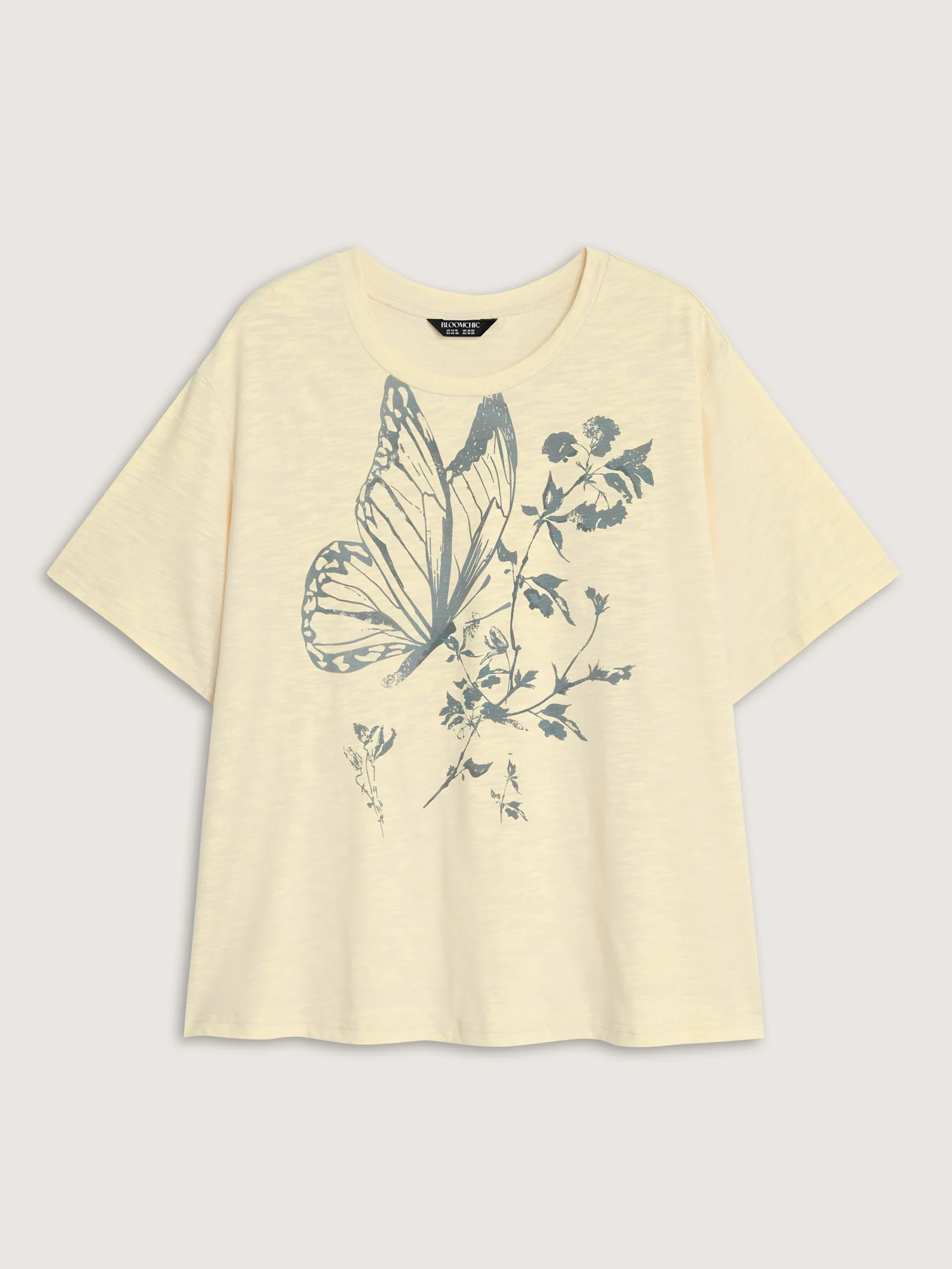 Butterfly Print Round Neck T-Shirt - Image 6