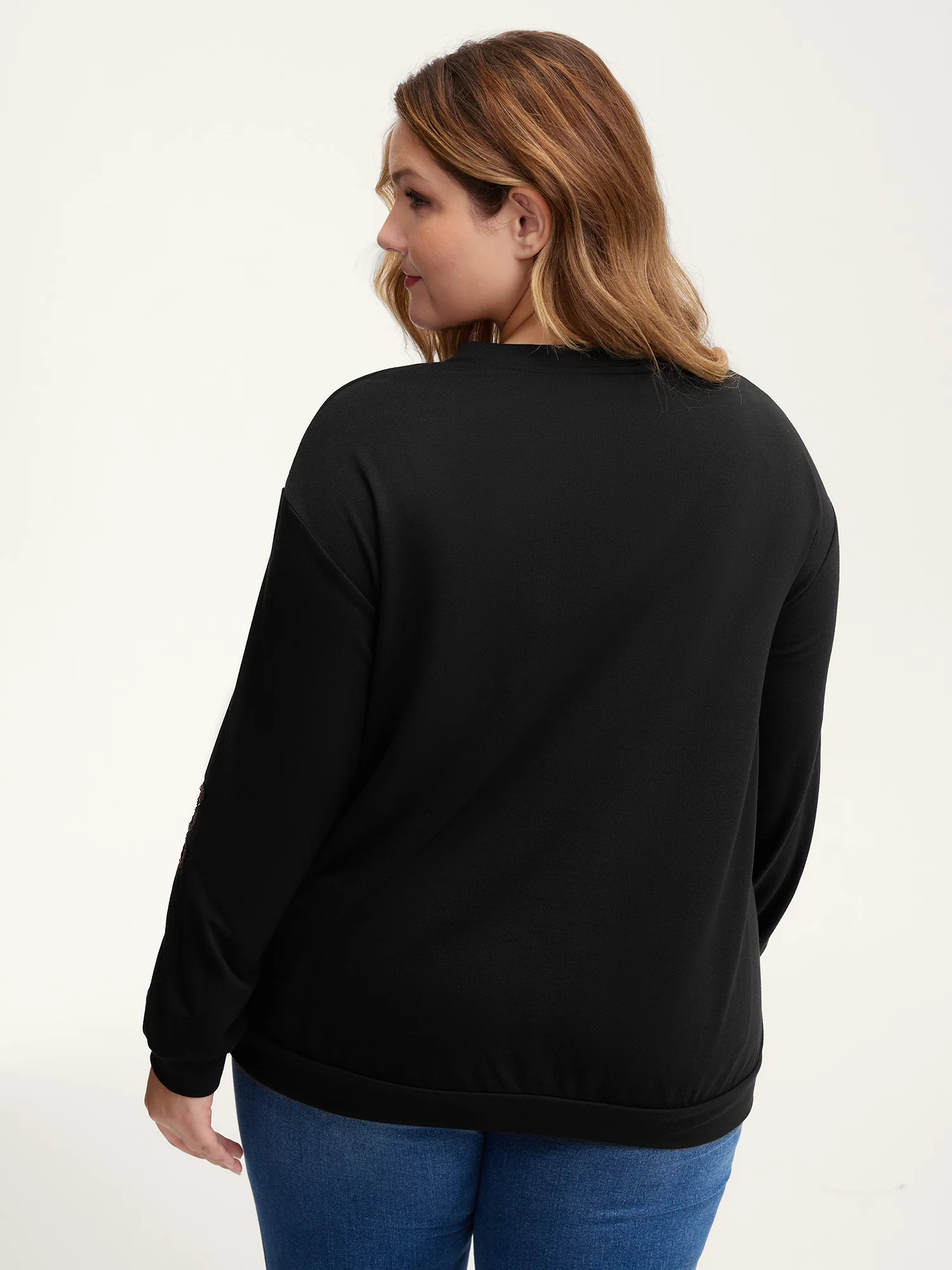 Butterfly Sequin Embroidery Relaxed-Fit Sweatshirt - Image 4