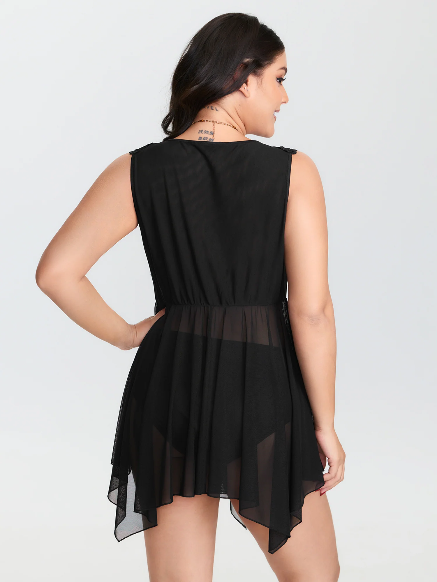 Butterfly Sheer Asymmetrical Hem Nightgown - Image 4