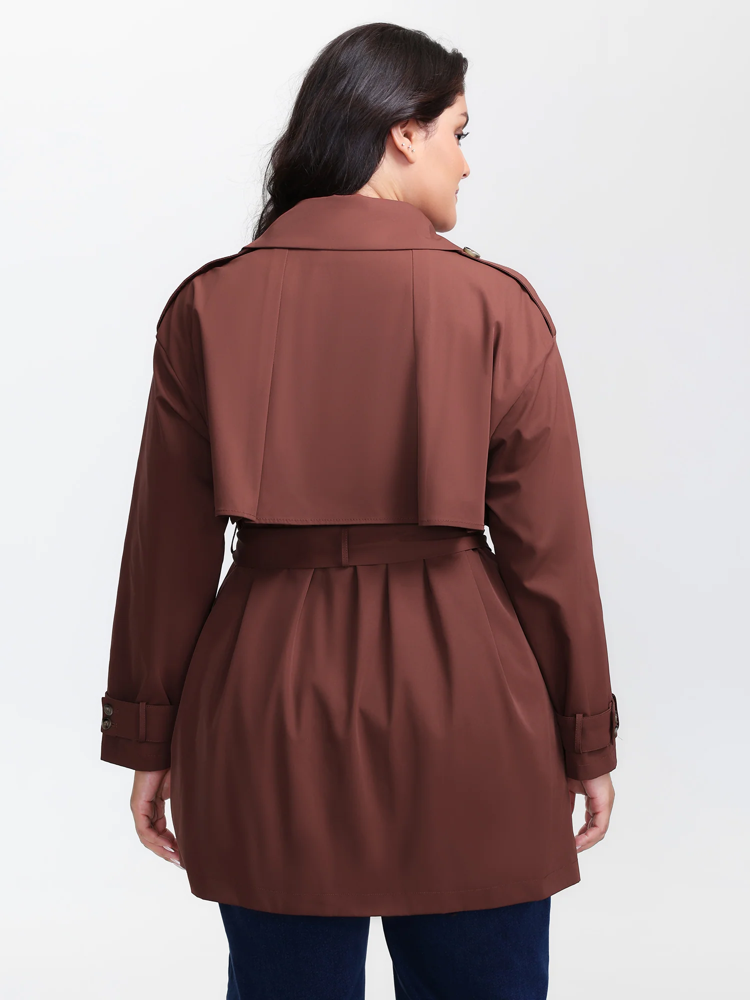 Button Belted Layered Trench Coat - Image 5