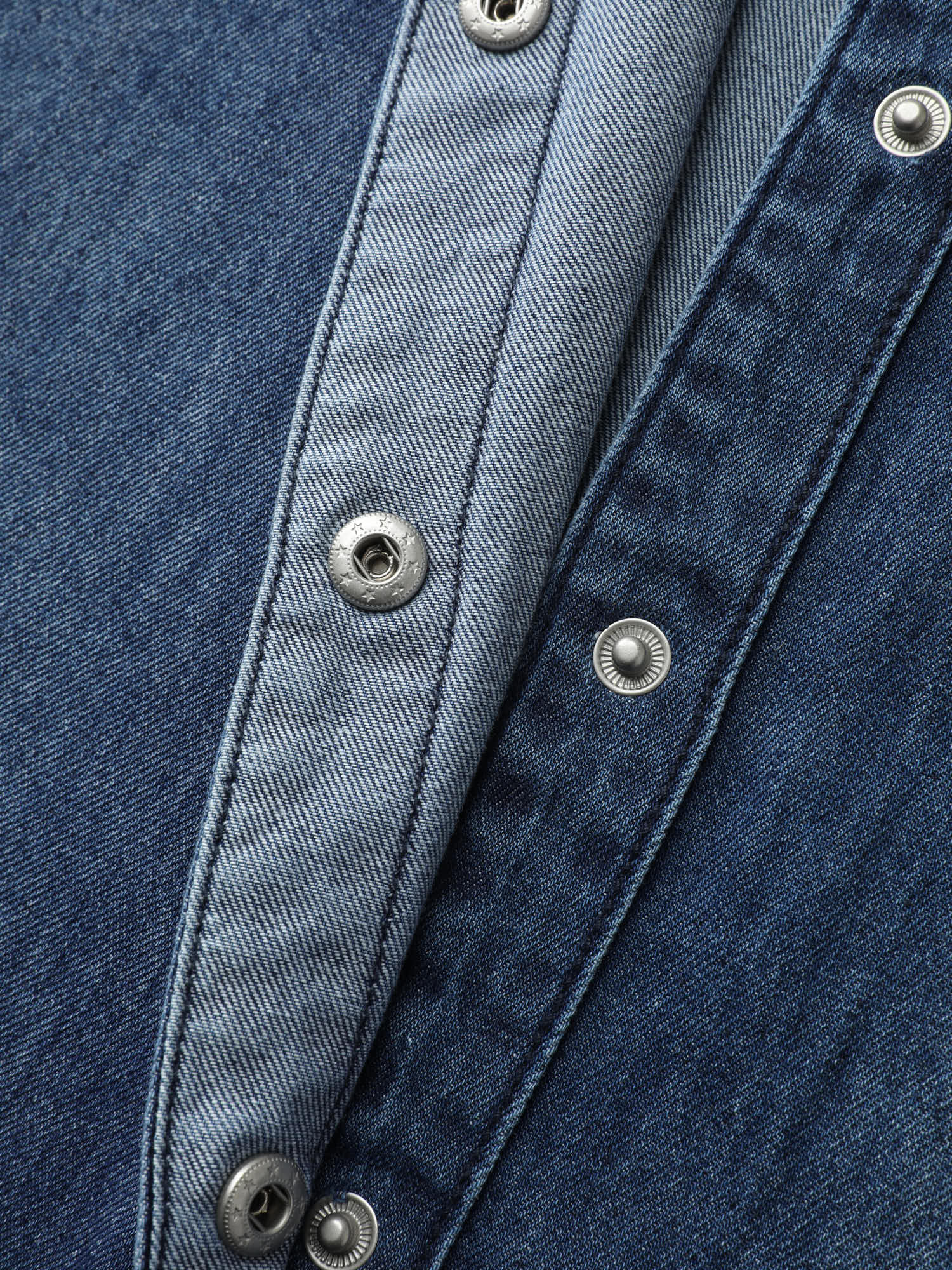 Button Detail Collar Pocket Denim Top - Image 6