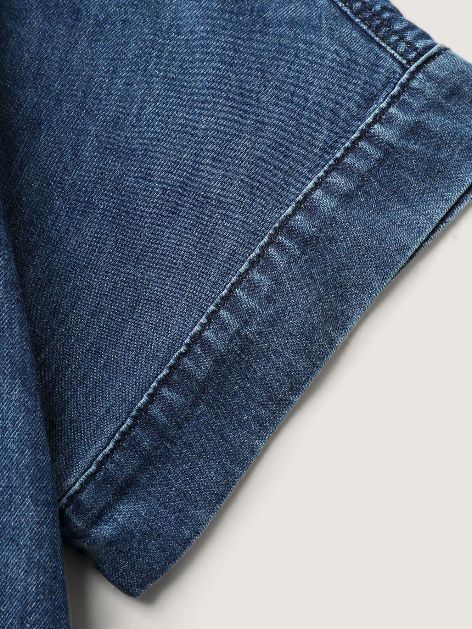 Button Detail Collar Pocket Denim Top - Image 7