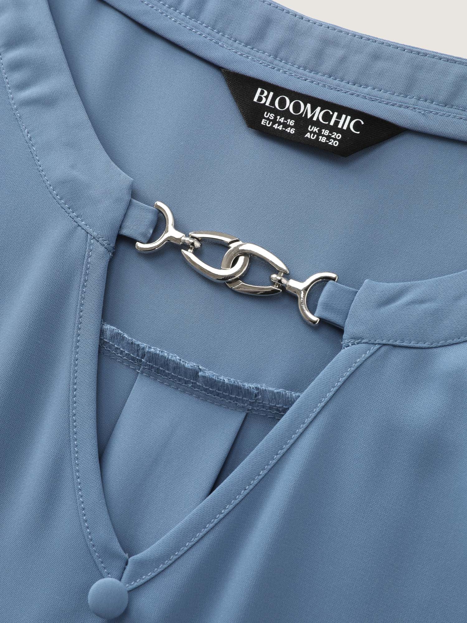 Button Detail Metal Loop Neckline Blouse - Image 5