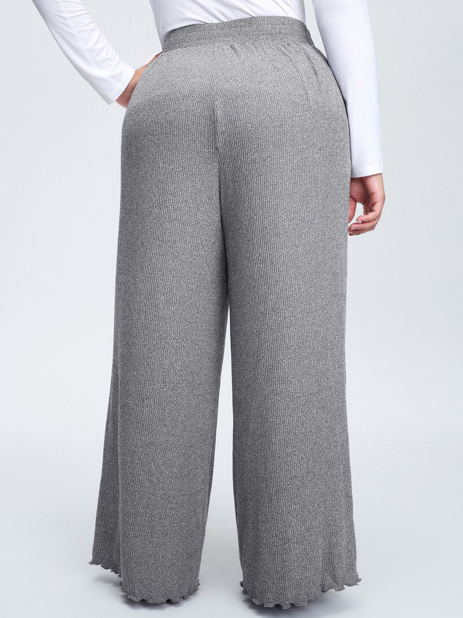 Button Detail Mixed Color Knit Lounge Bottoms - Image 4