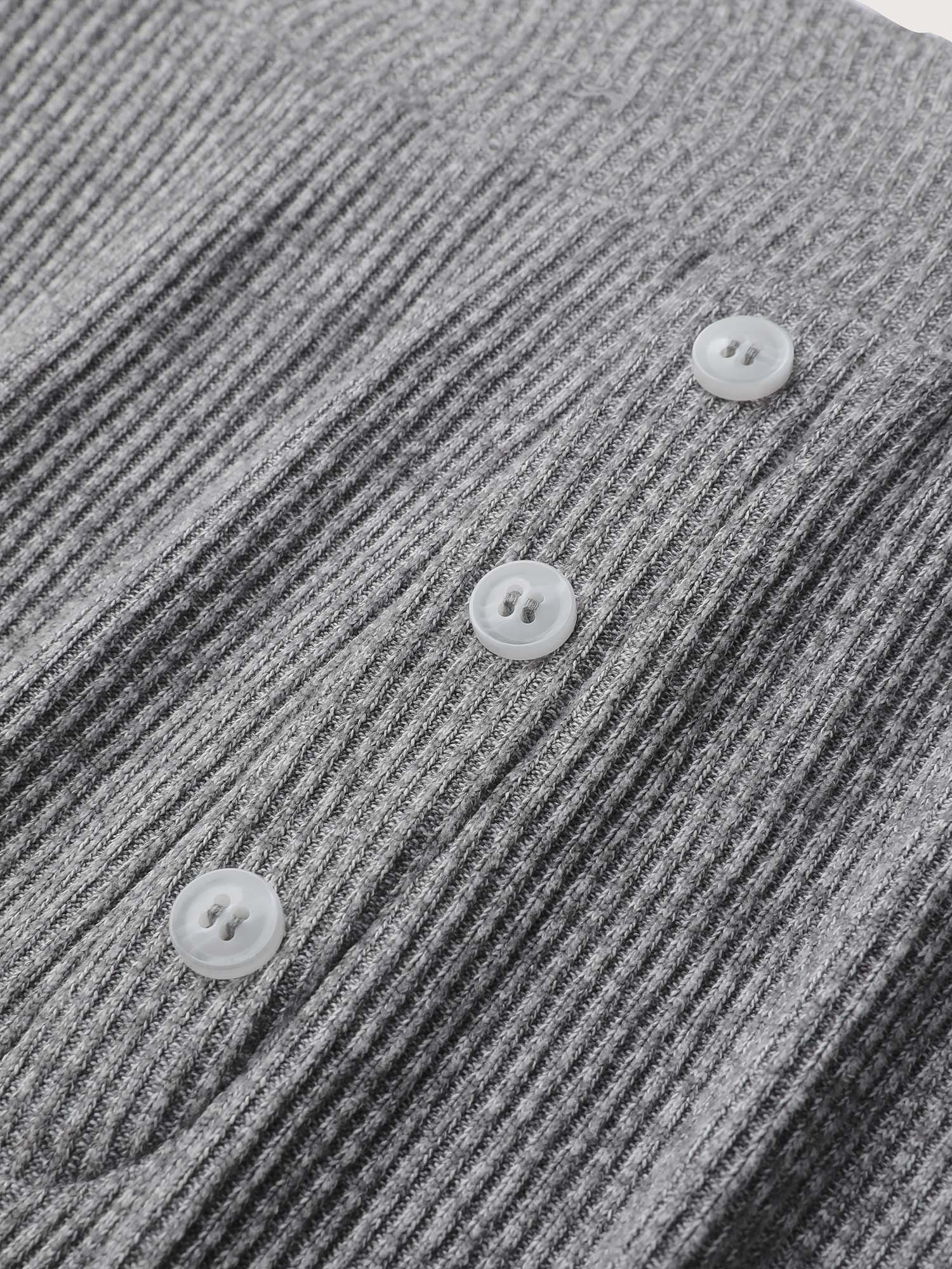 Button Detail Mixed Color Knit Lounge Bottoms - Image 5