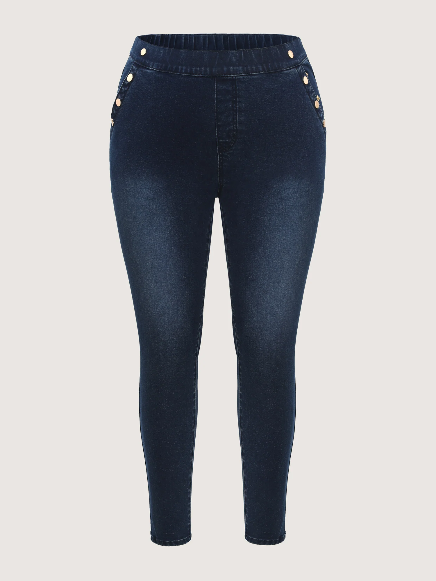Button-Detail Pull-On Skinny-Fit Jeans - Image 8