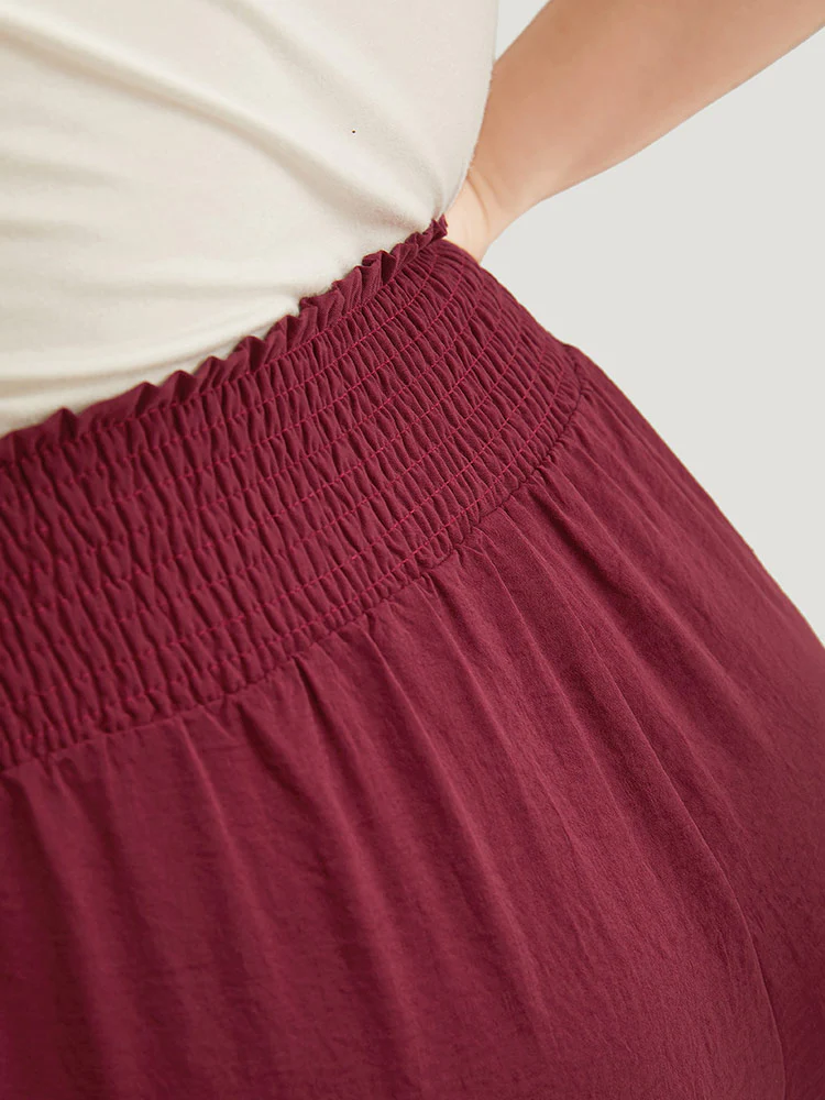 Button Detail Shirred Wide Leg Pants - Image 6