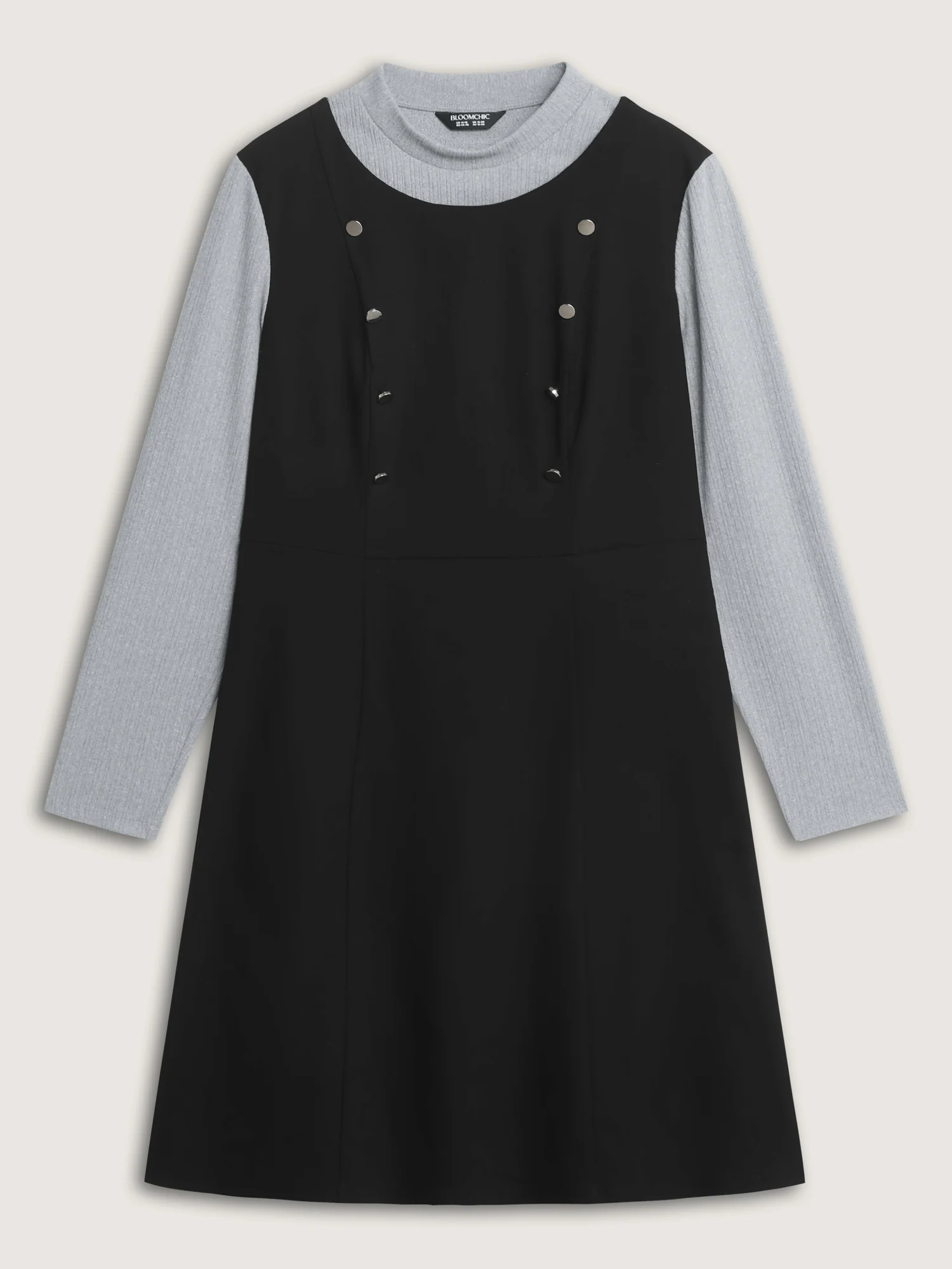 2-In-1 Button Detail Waist-Defining Midi Dress - Image 8