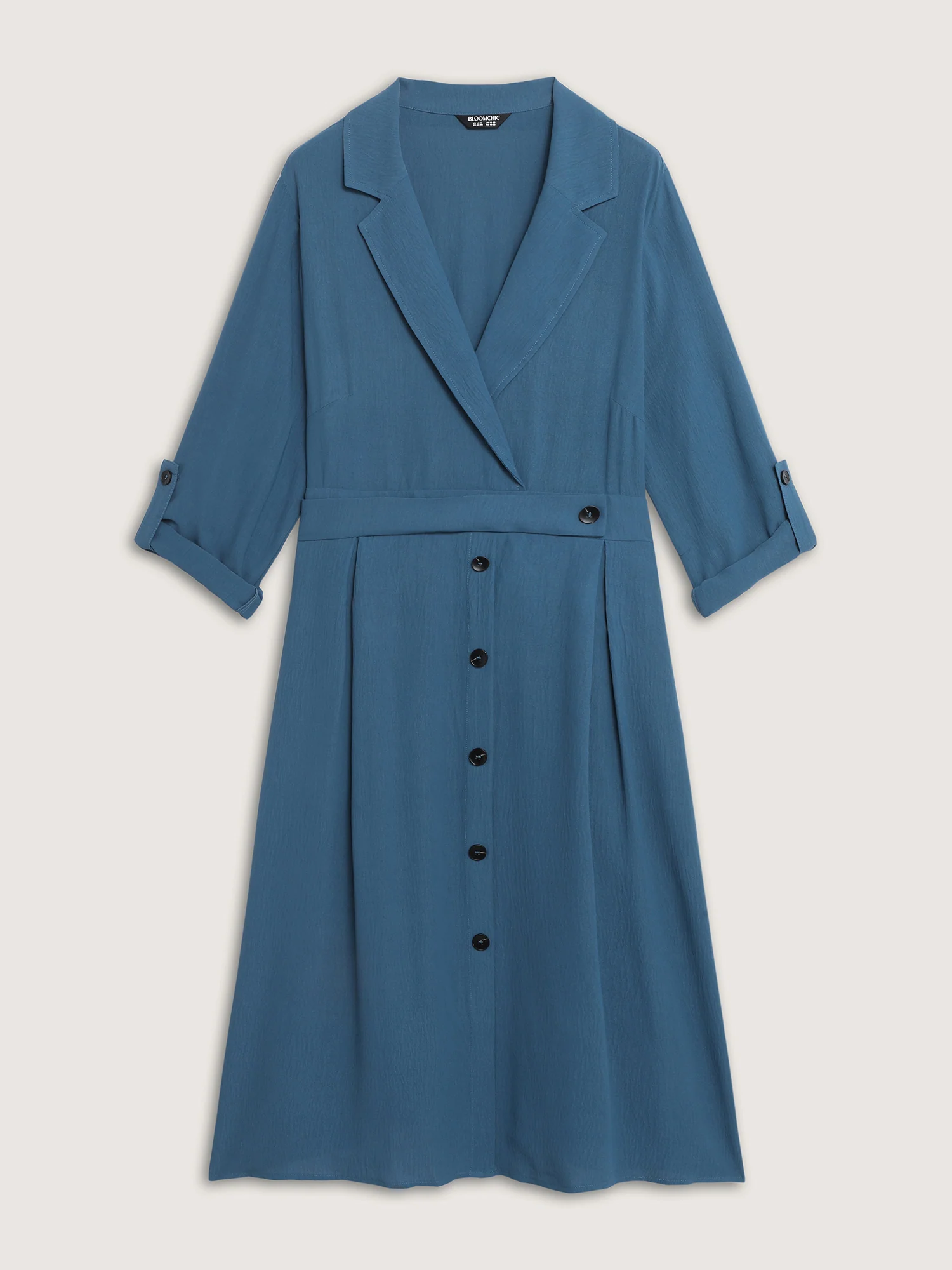 Button Detail Waist-Defining Midi Dress - Image 7
