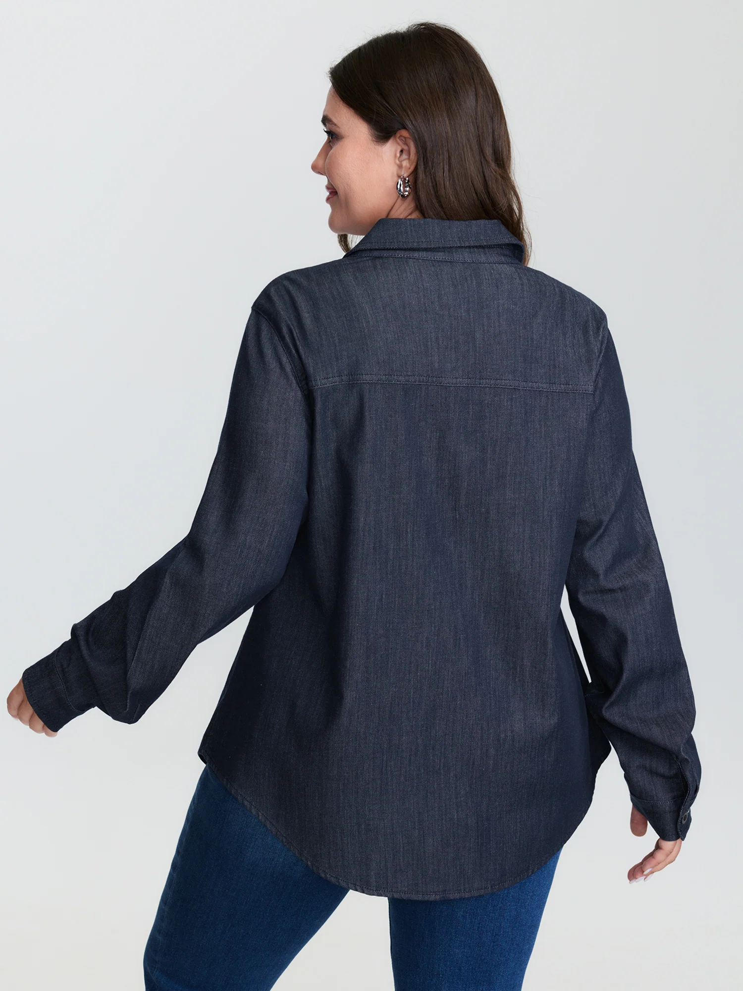 Button Down Chest Flaps Denim Shirt - Image 4