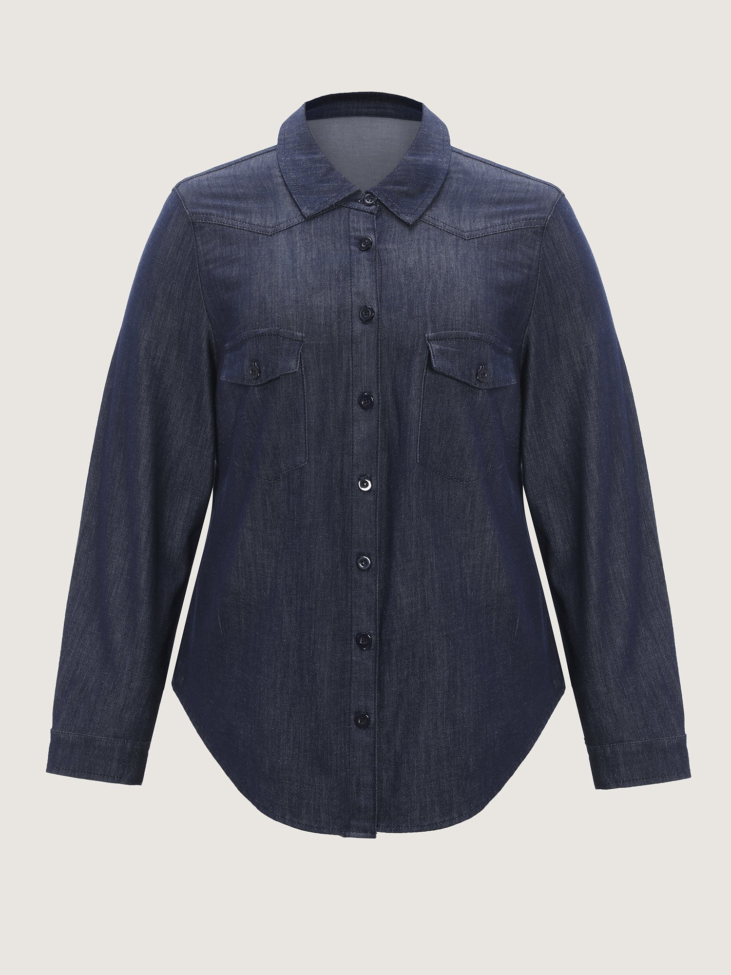 Button Down Chest Flaps Denim Shirt - Image 7