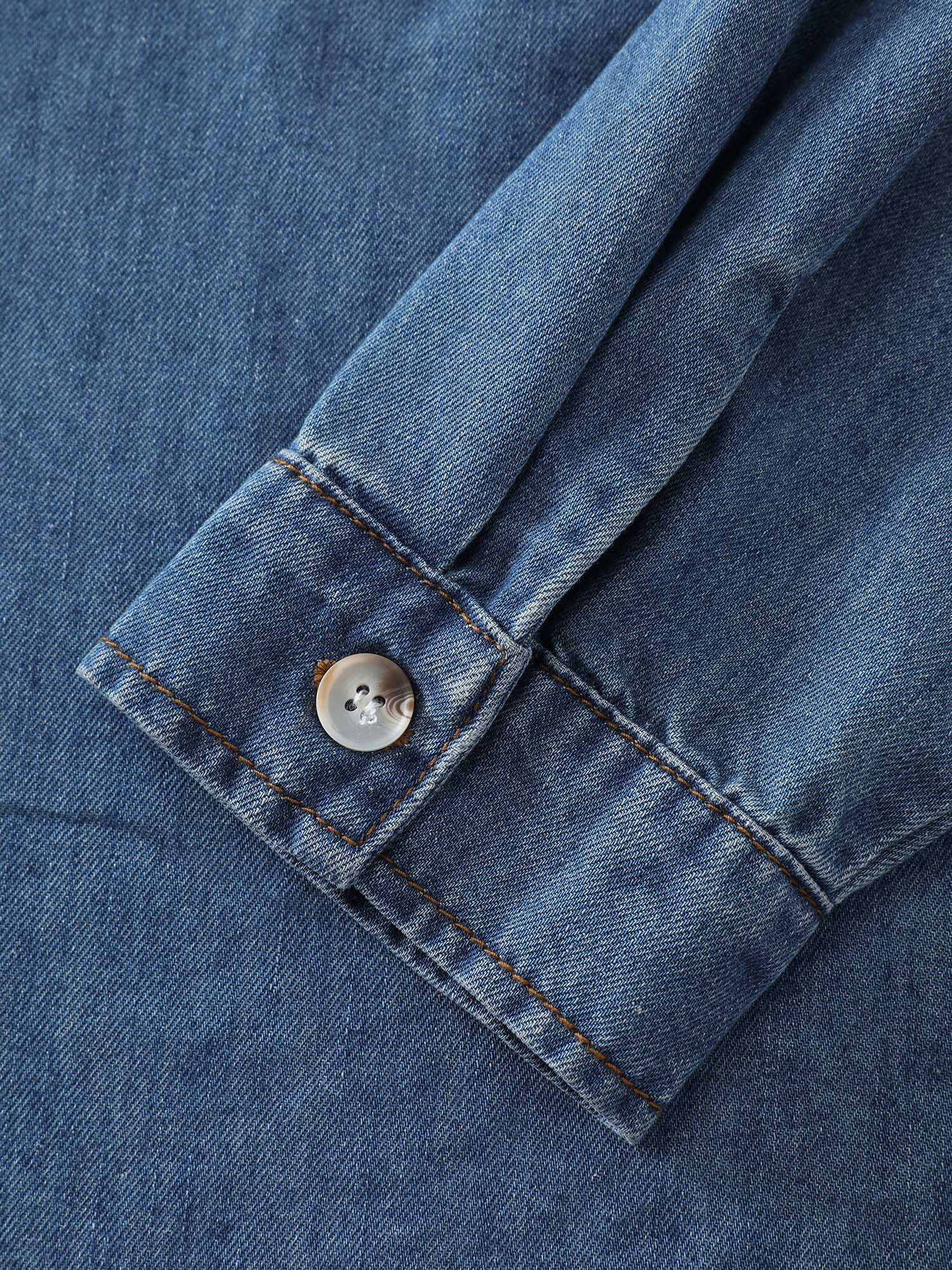 Button-Down Curvy Hem Denim Top - Image 7