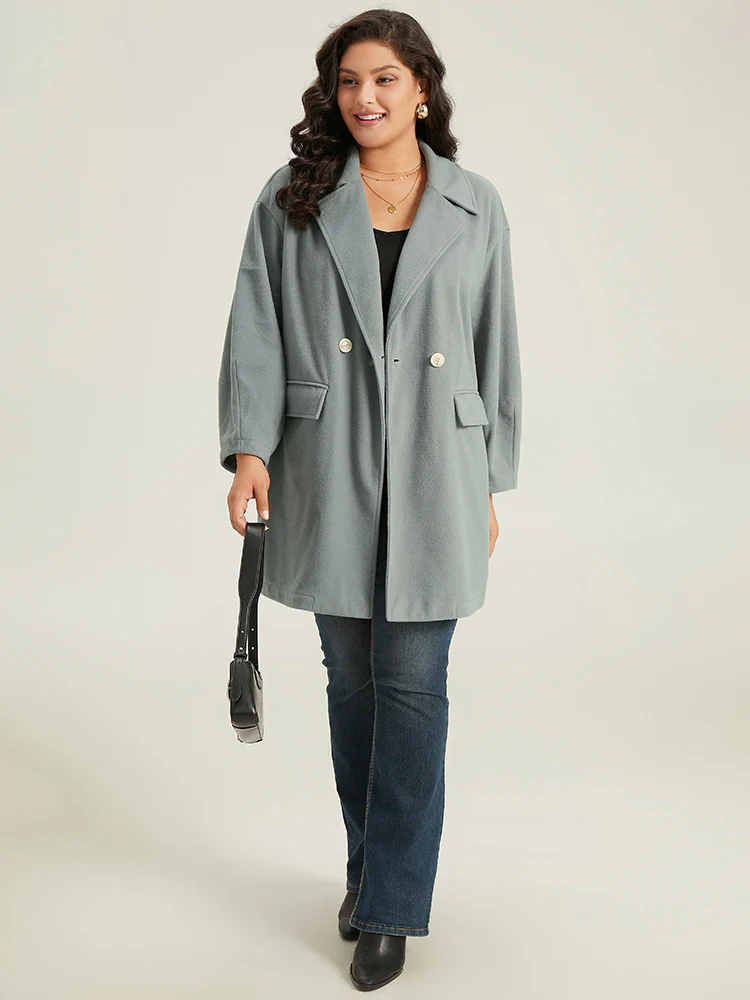 Button Fly Flap Pocket Lantern Sleeve Coat - Image 4