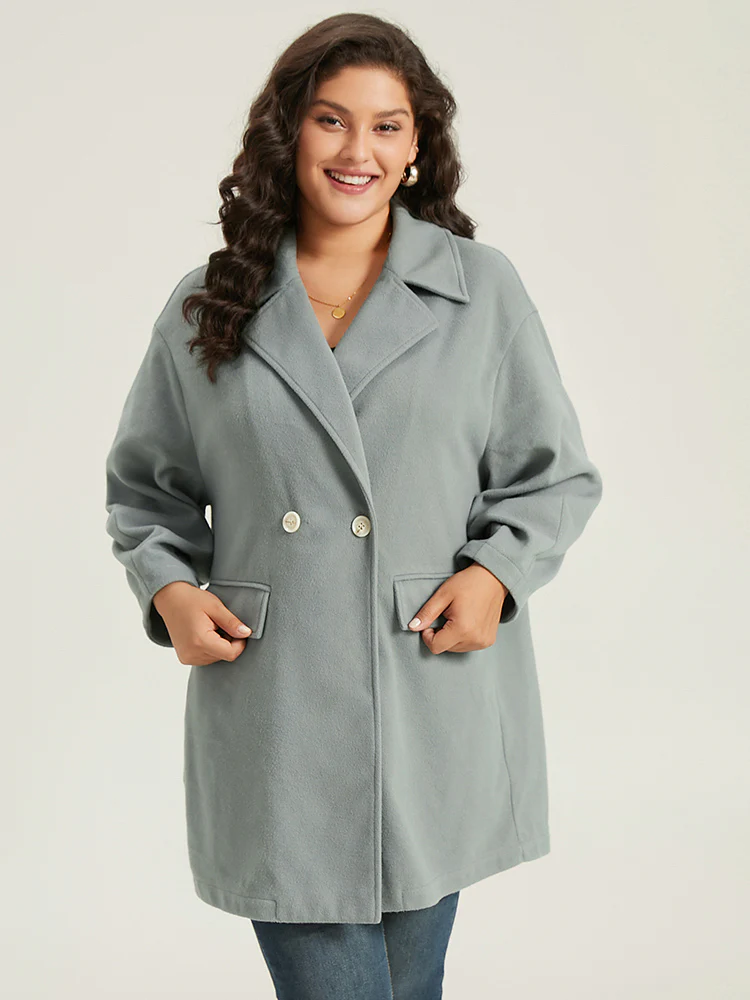 Button Fly Flap Pocket Lantern Sleeve Coat - Image 5