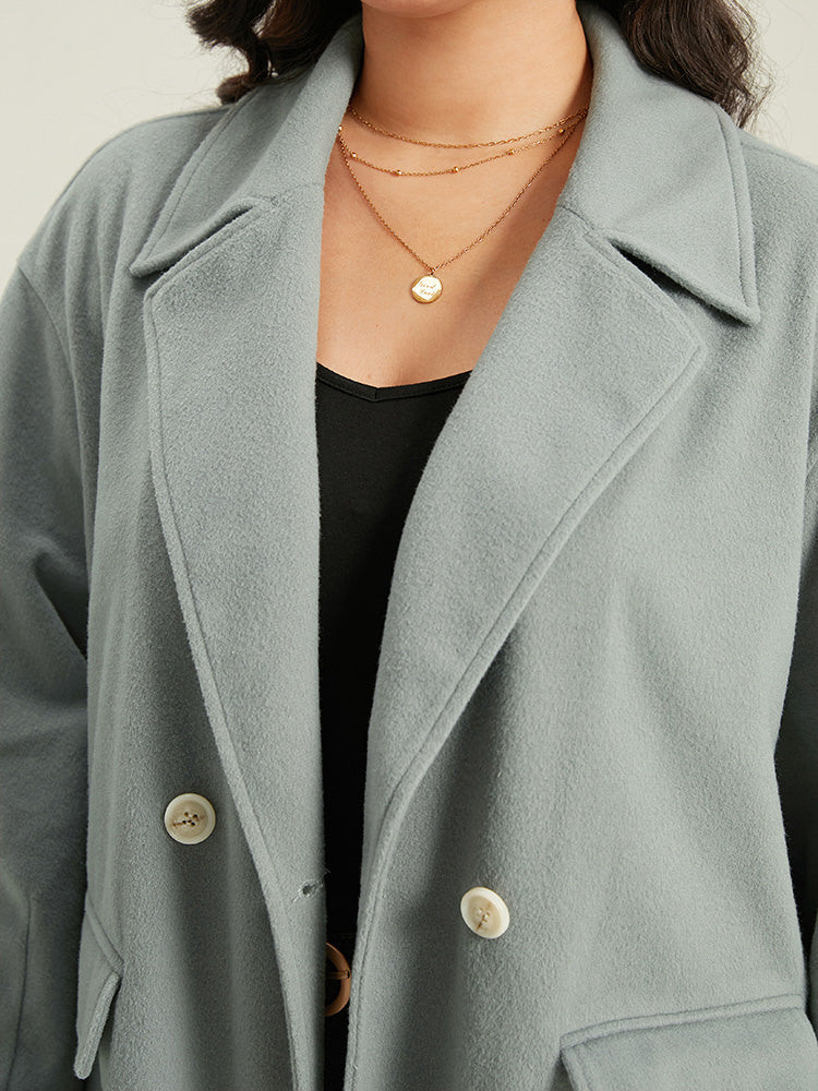 Button Fly Flap Pocket Lantern Sleeve Coat - Image 6