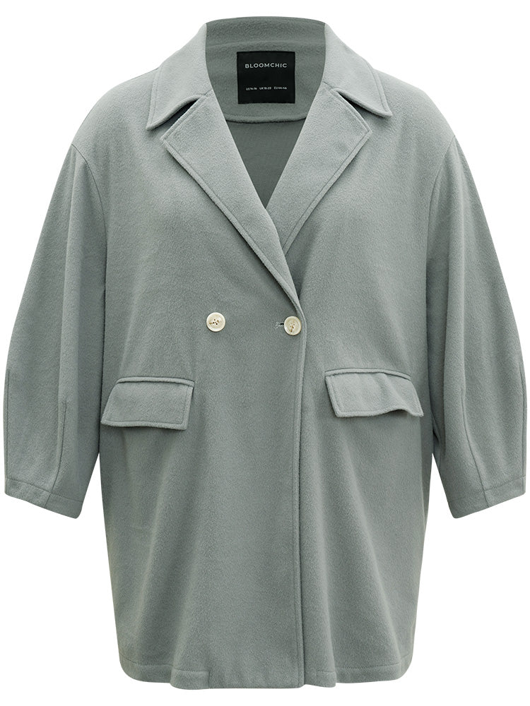 Button Fly Flap Pocket Lantern Sleeve Coat - Image 9