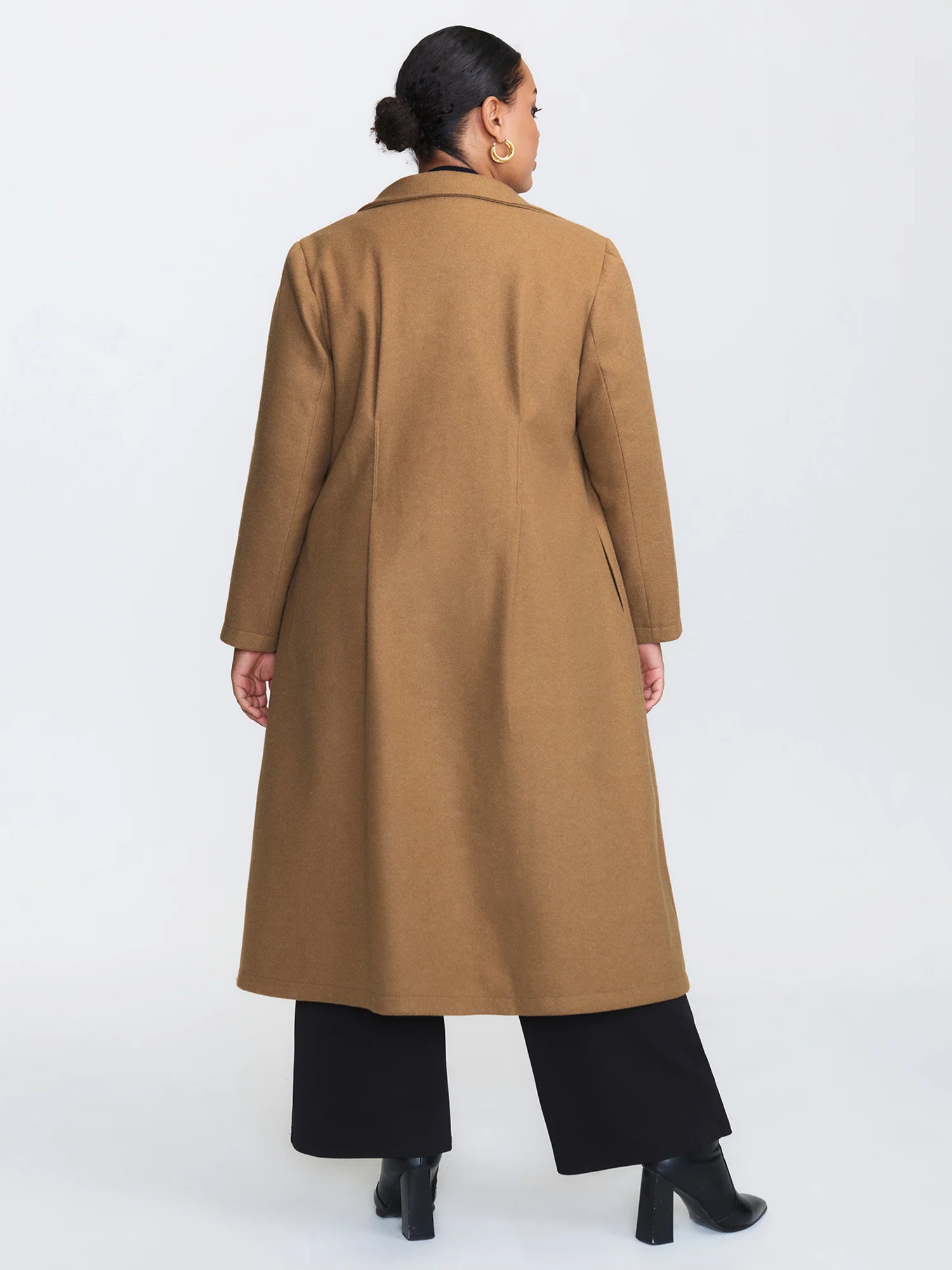 Button Front Pleated Plain Coat - Image 4
