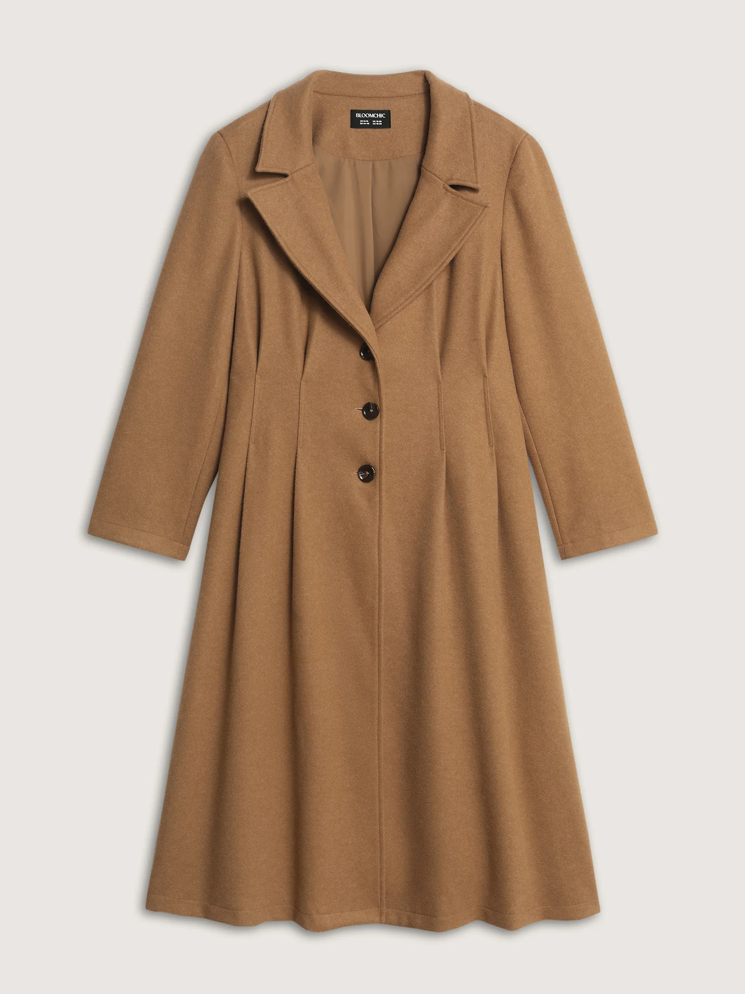 Button Front Pleated Plain Coat - Image 8