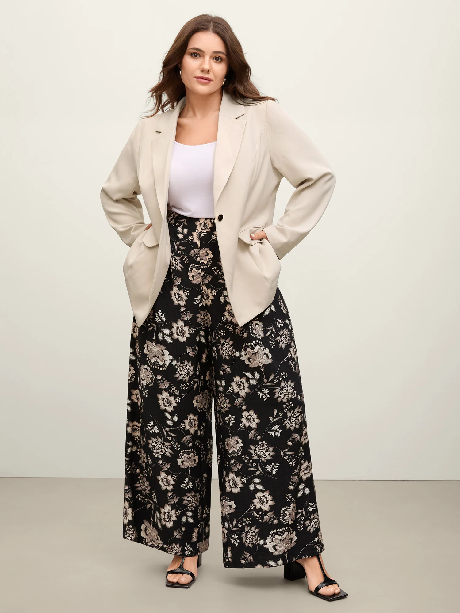 Button Front Pockets Solid Blazer - Image 3