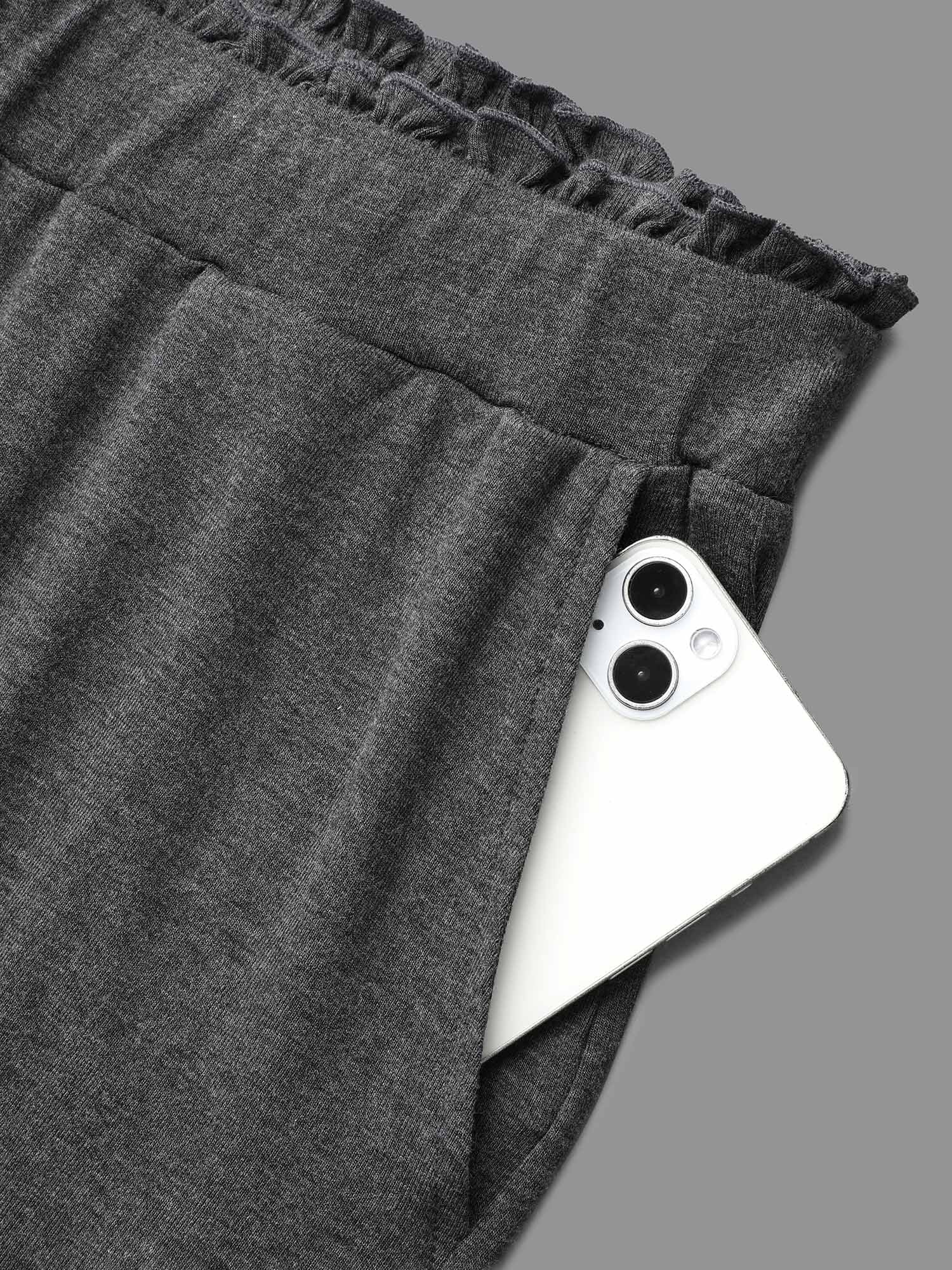Button-Front Ruffled Waist Stretchy Pants - Image 6