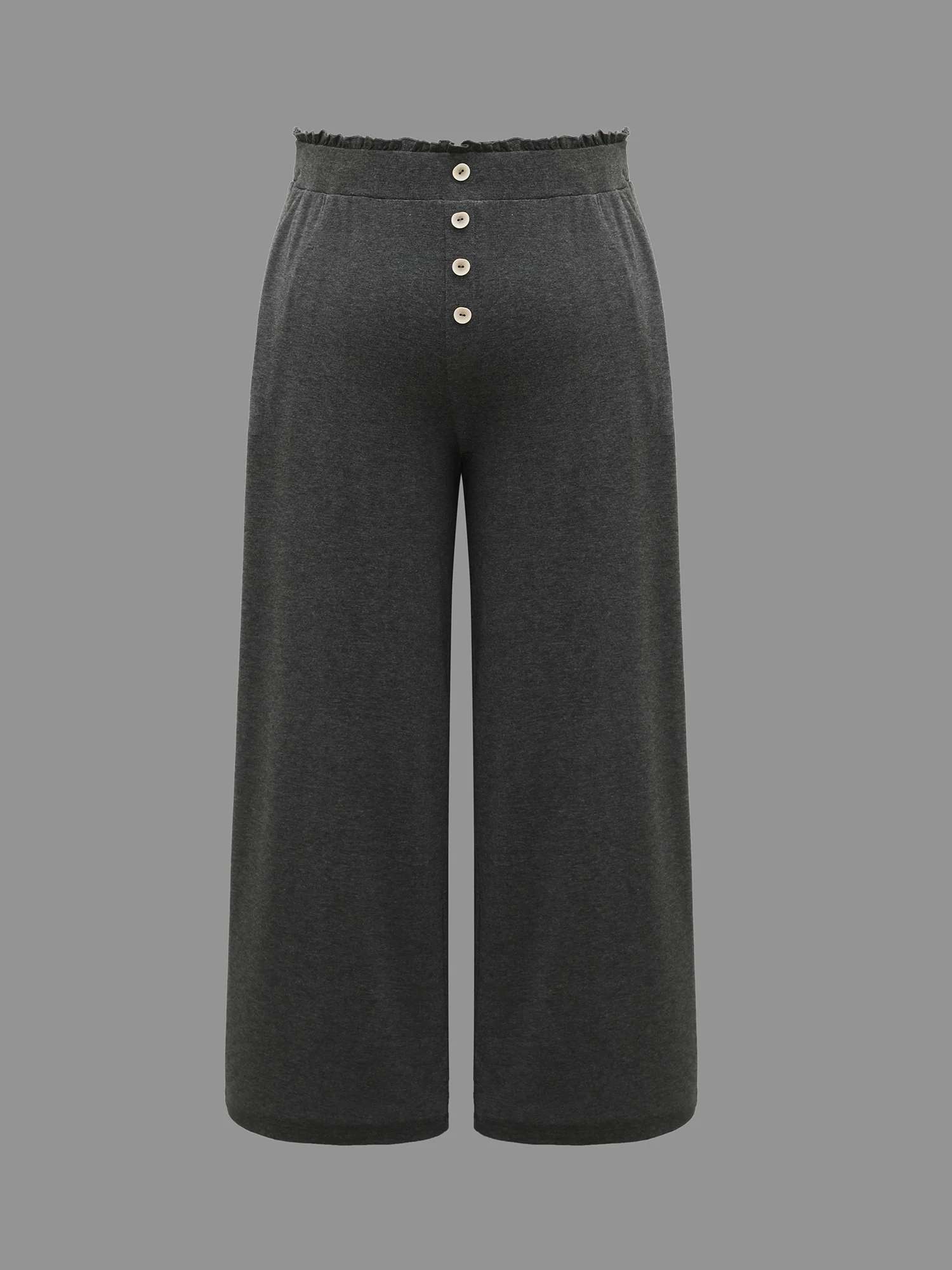 Button-Front Ruffled Waist Stretchy Pants - Image 8