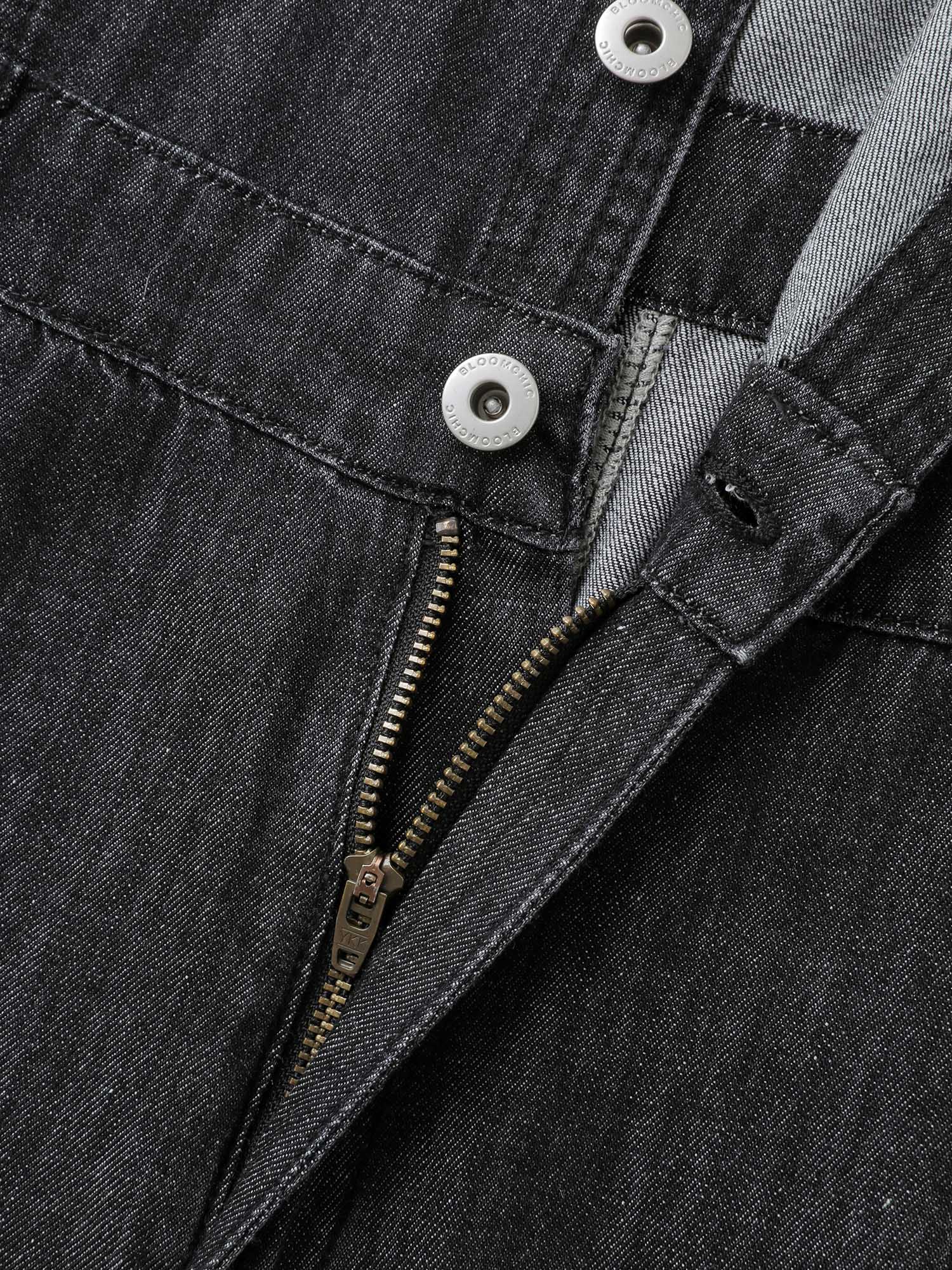 Button Placket Pockets Denim Jumpsuit - Image 5