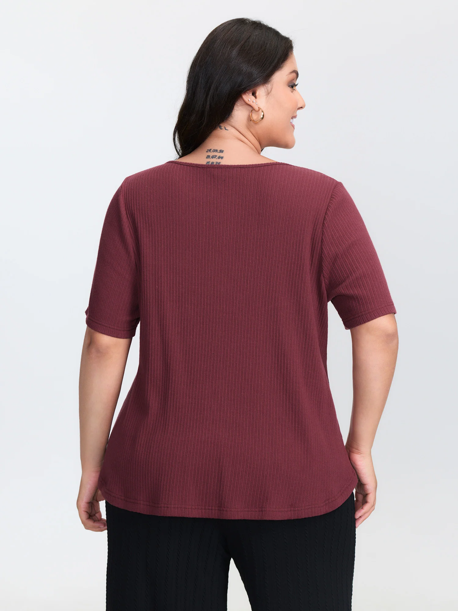 Button Placket Stretchy T-Shirt - Image 5