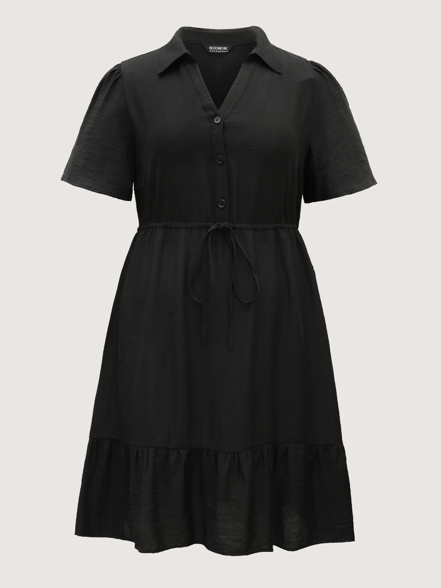 Button Placket Waist-Tie Midi Dress - Image 7