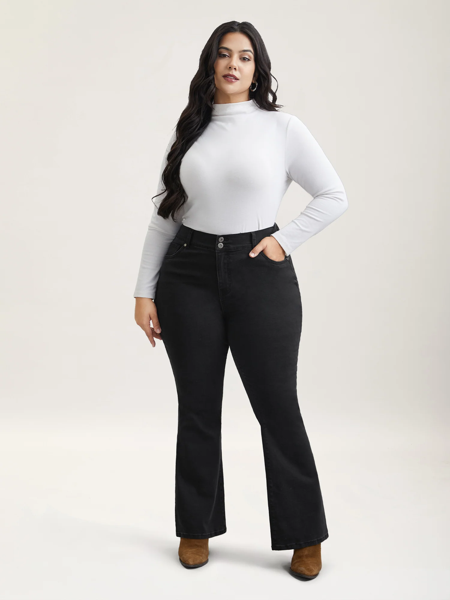 Buttons Mid-Rise Curvy Skinny-Fit Jeans - Image 3