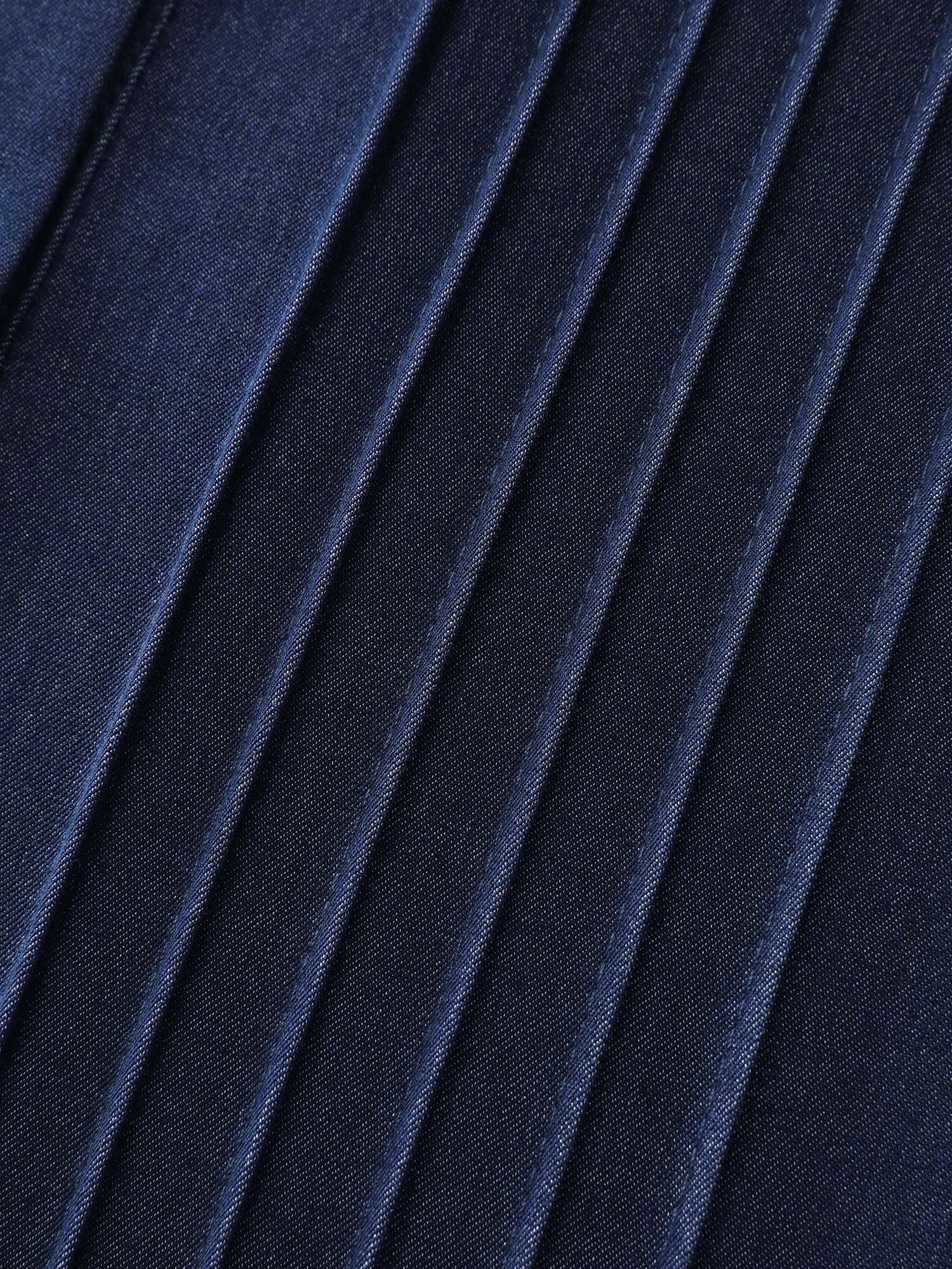 Buttons Pleated Denim Blouse - Image 5