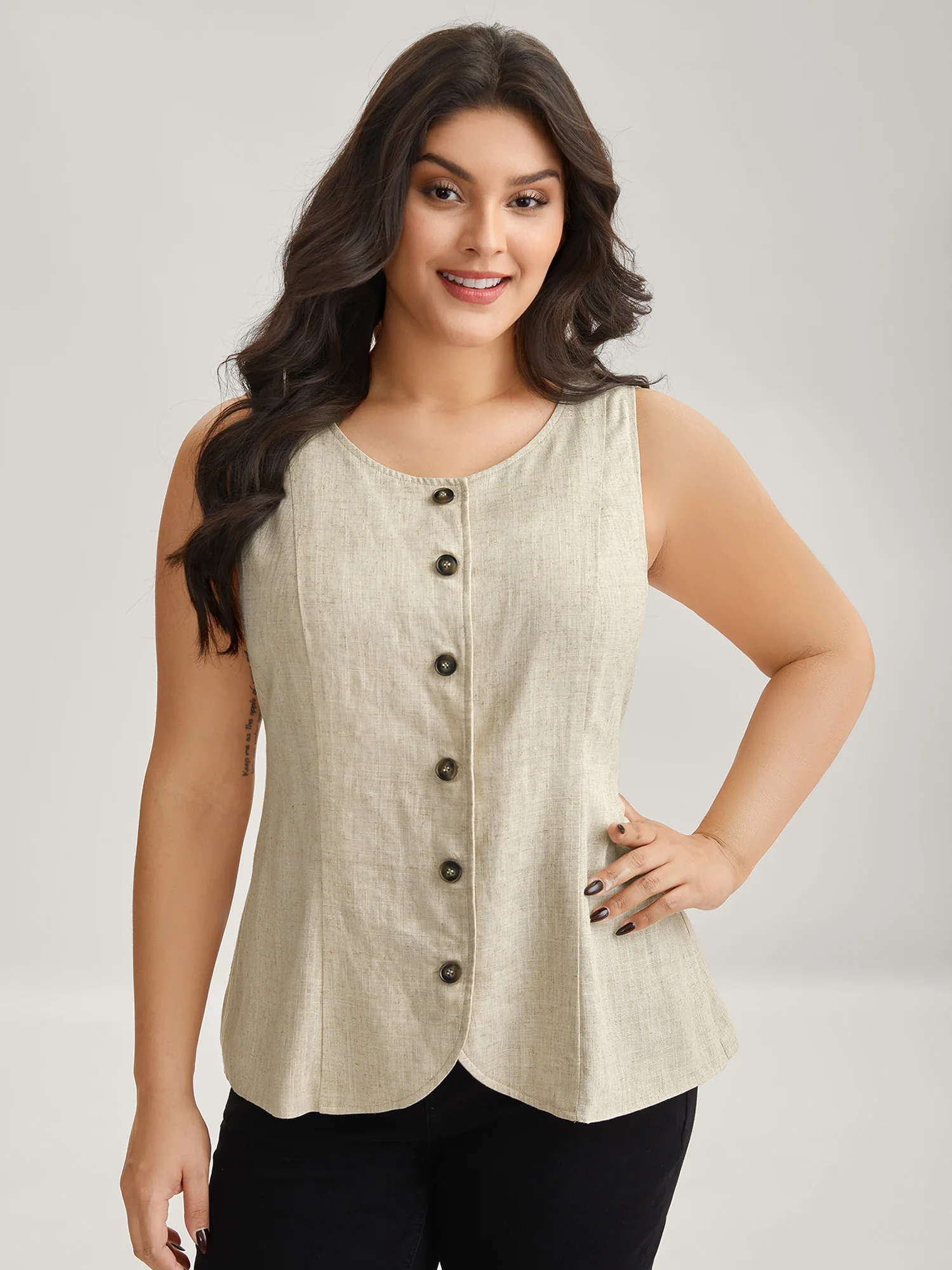 Linen Buttons Slim Fit Adjustable Vest